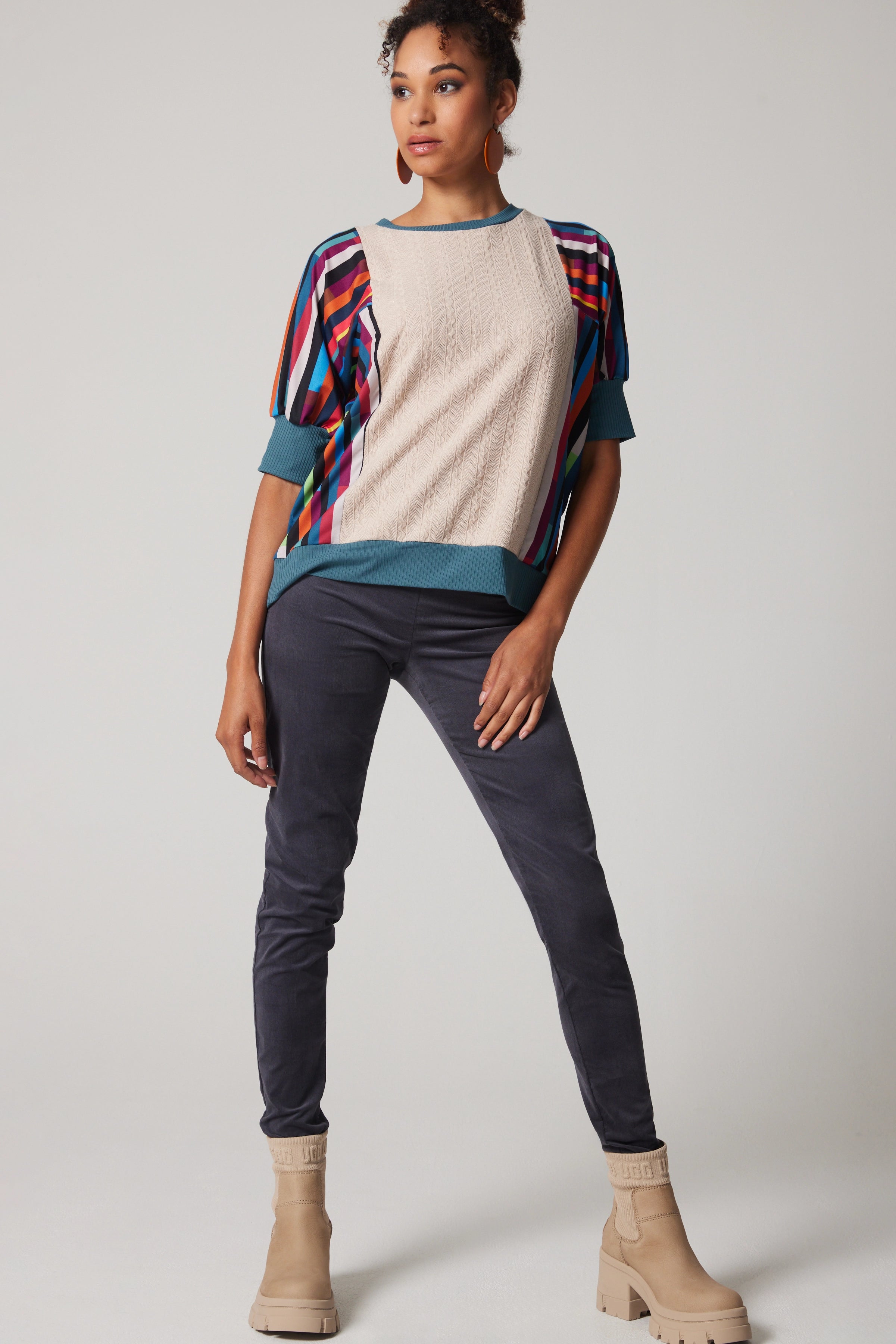 Pantalon étroit en velours côtelé - Charbon