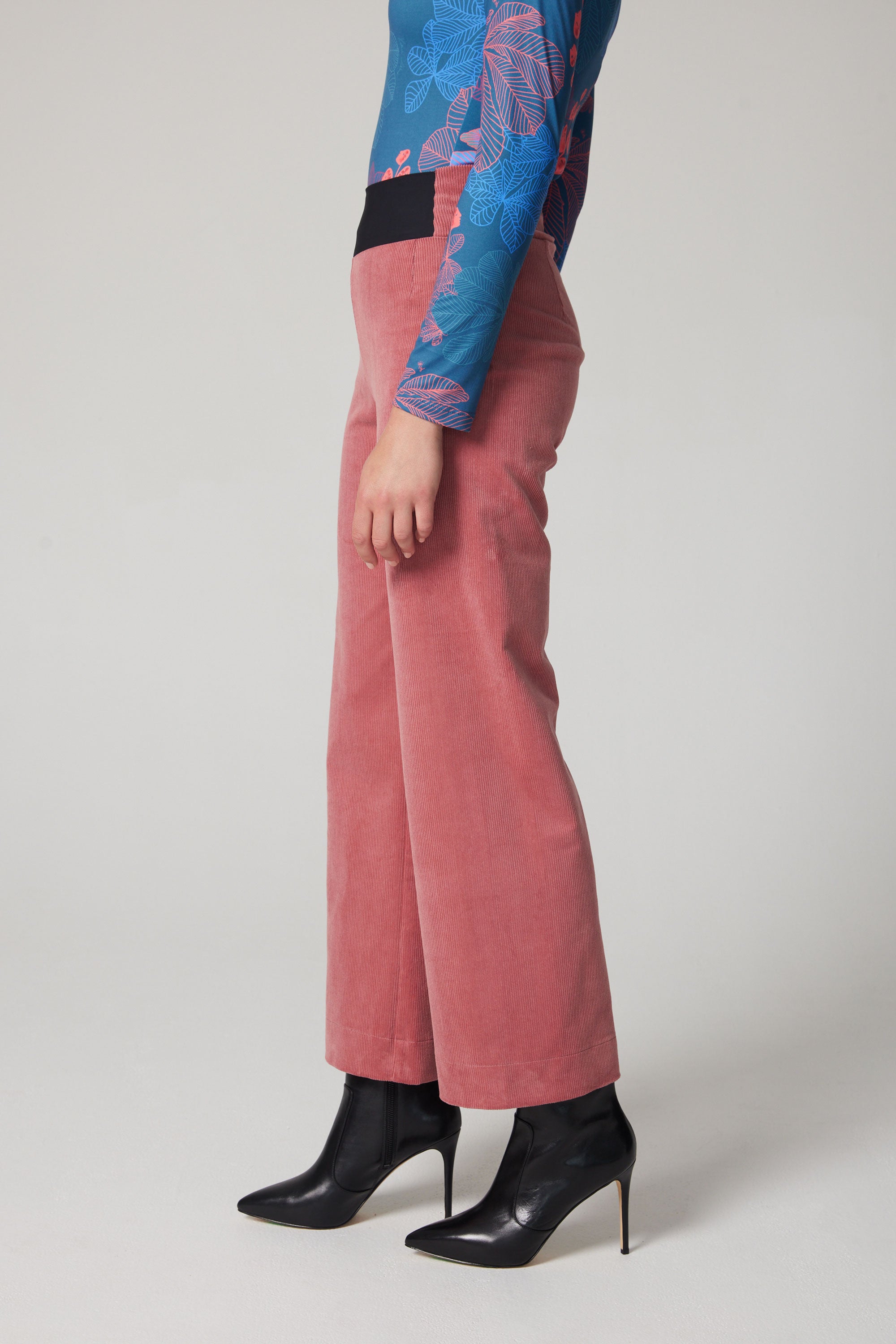 High-Rise Corduroy Straight Leg Pants - Pink