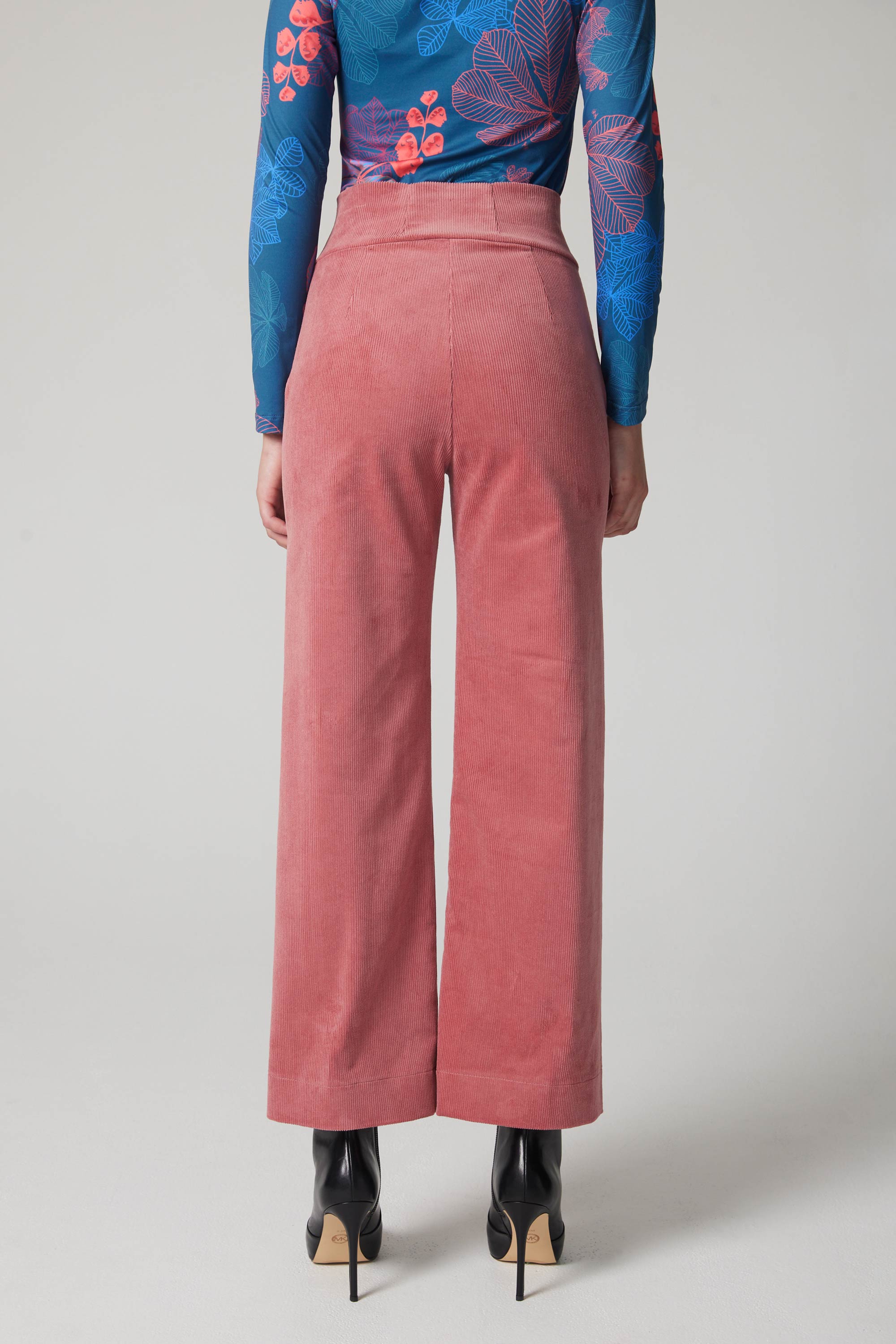 High-Rise Corduroy Straight Leg Pants - Pink