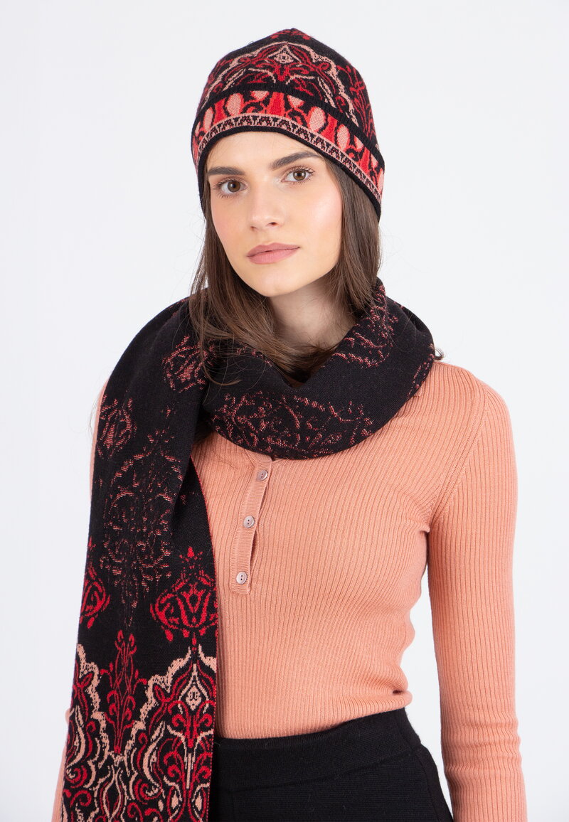 Jacquard Cap, Ornament Pattern - Black