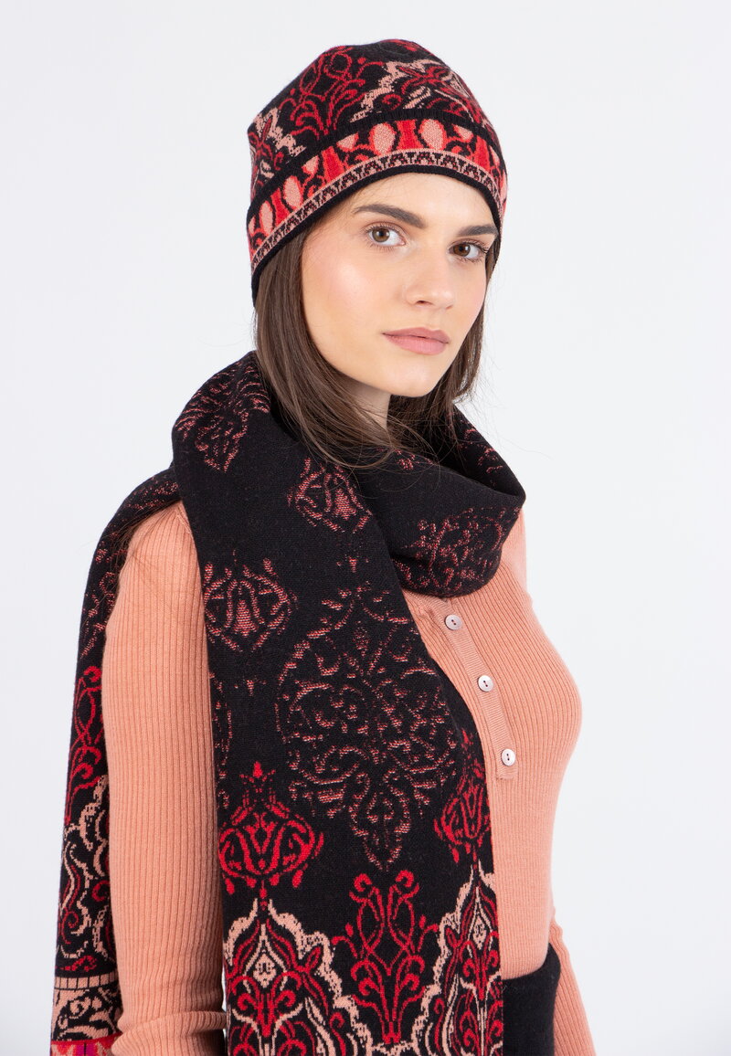 Jacquard Cap, Ornament Pattern - Black