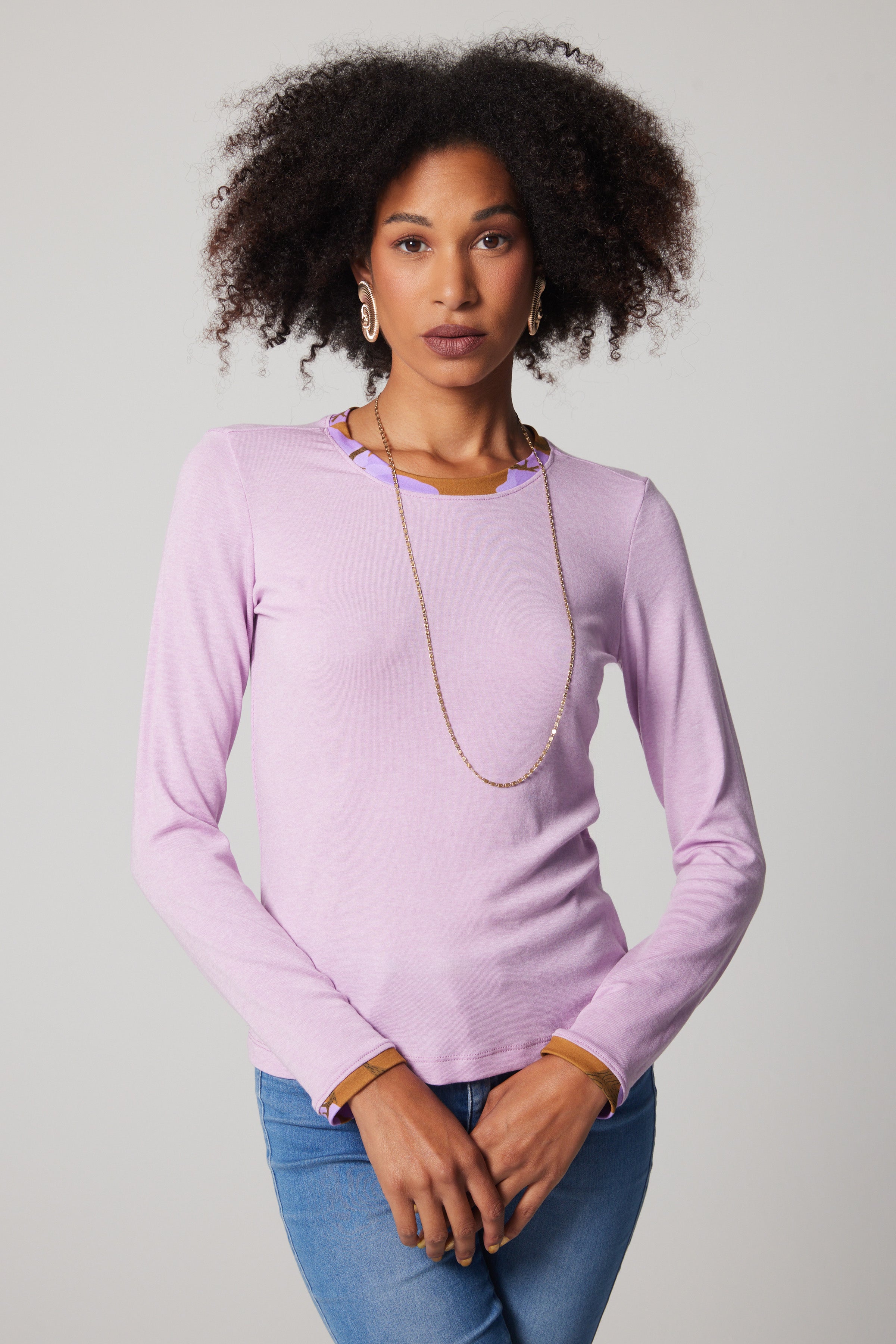 Merino Wool, Crewneck - Lavender, Branching