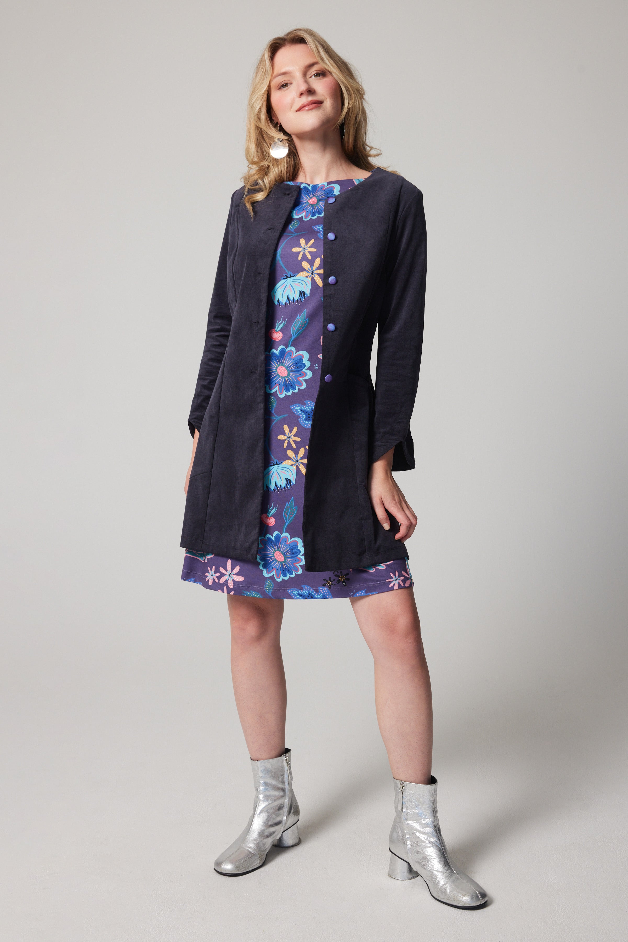 Manteau Mystère en velours côtelé – Gris anthracite