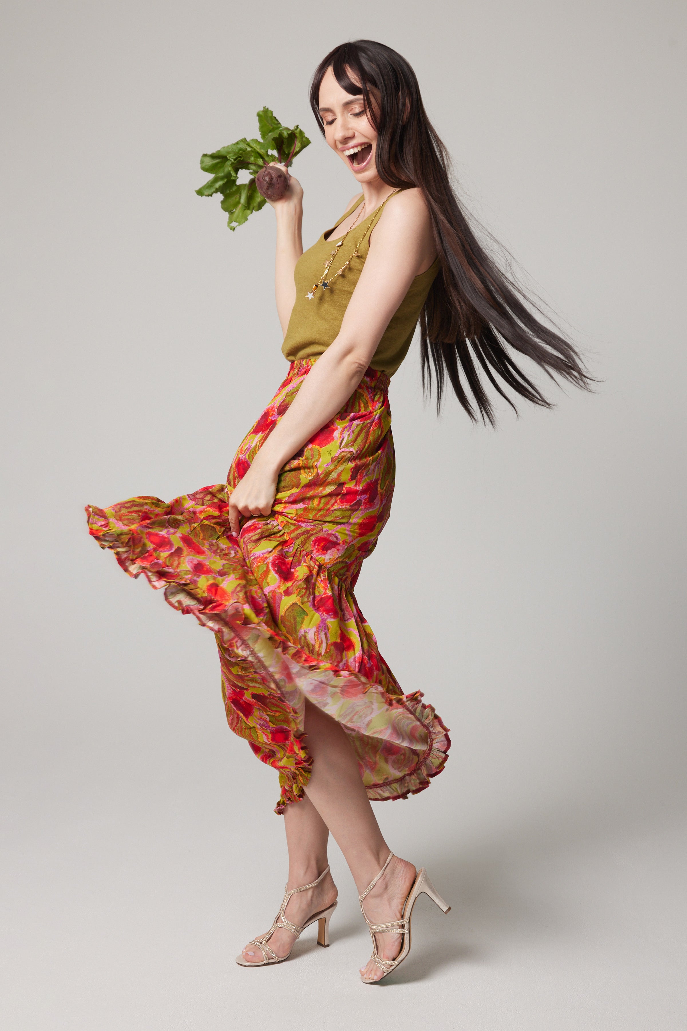 Tiered Maxi Skirt - Beets