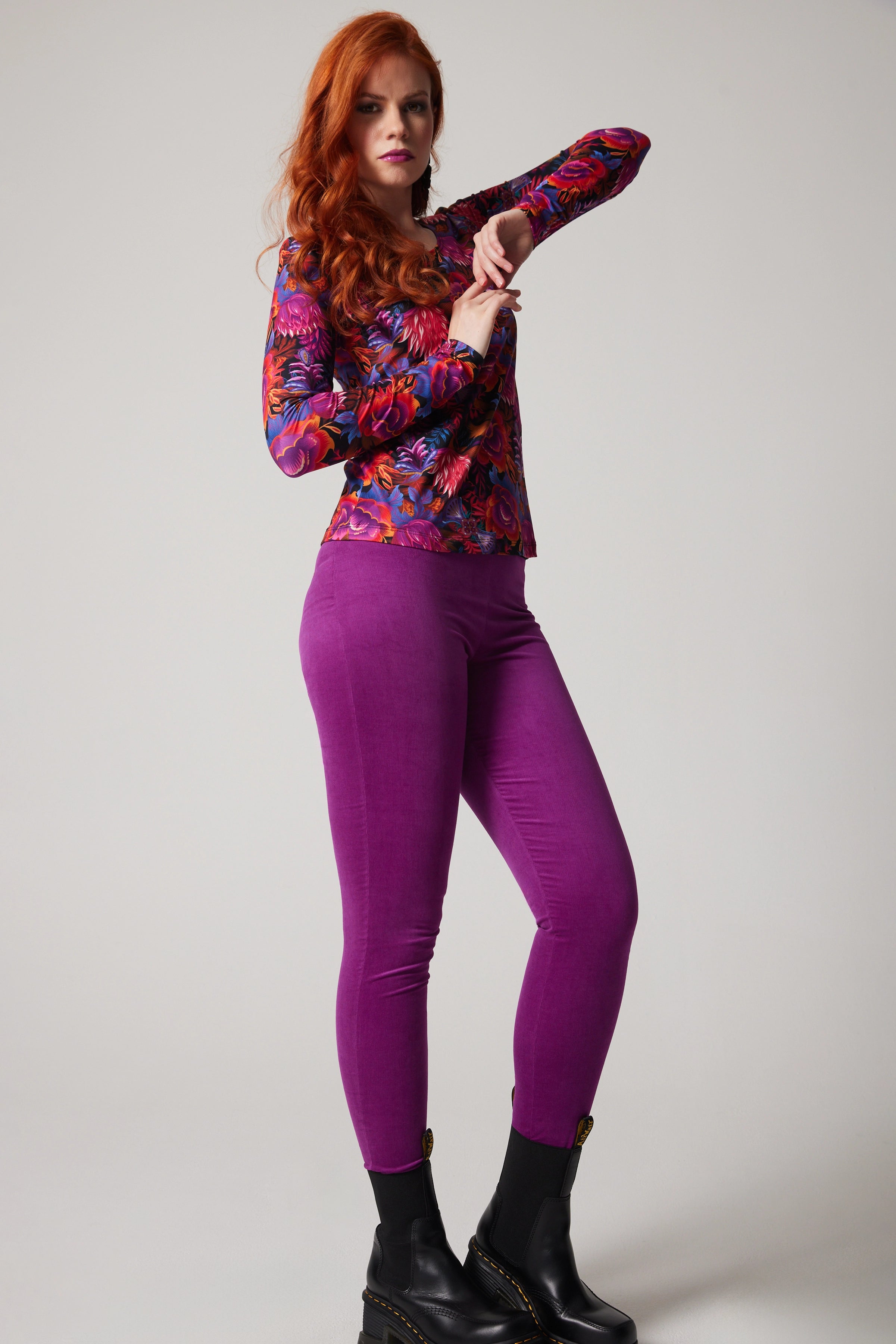 Slim-fit Velvet Corduroy Pant - Purple