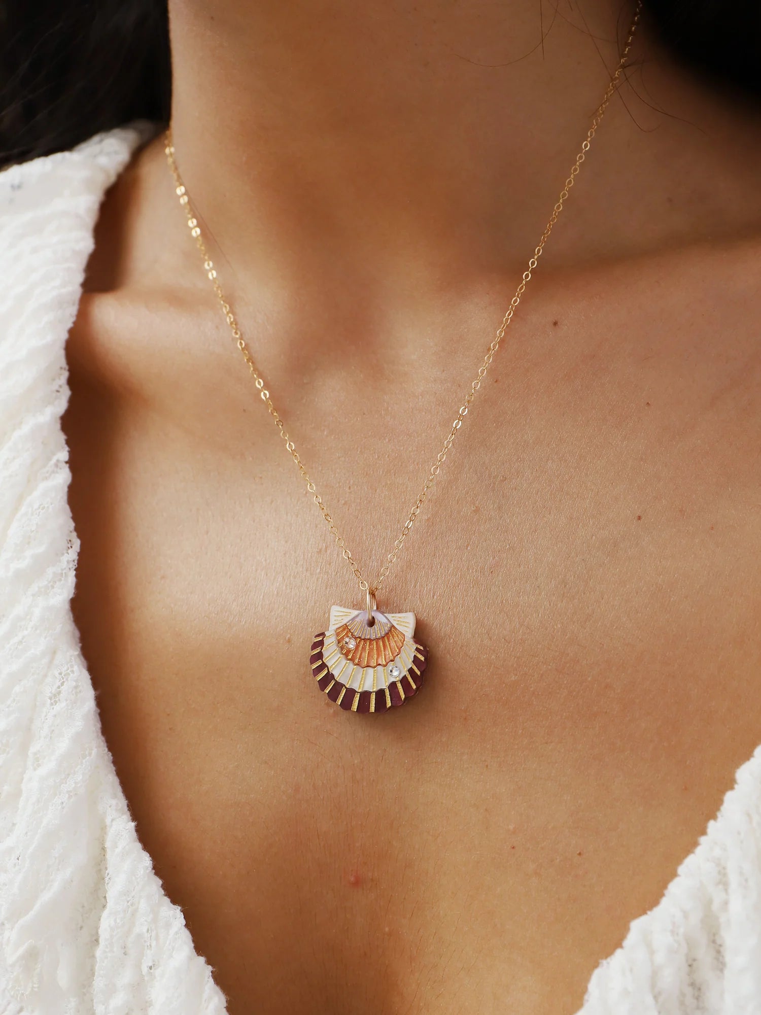 Wolf & Moon - Scallop Shell Necklace