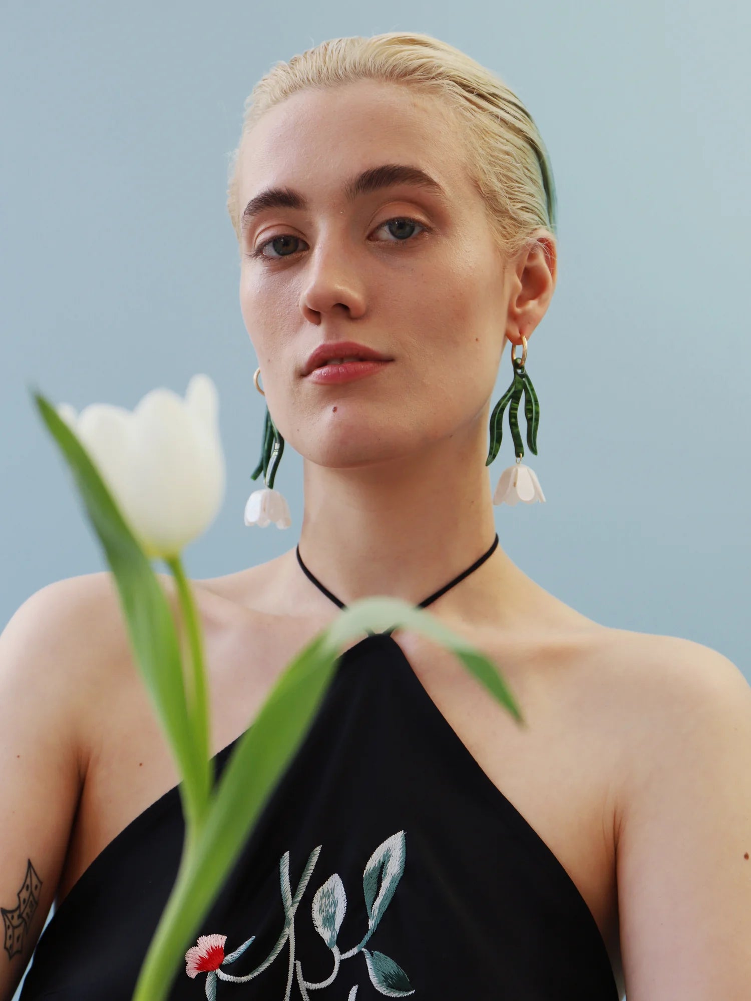 Wolf & Moon - Tulip Statement Hoops in White