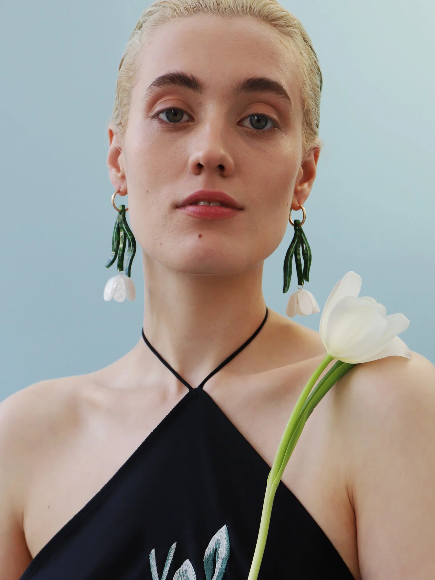 Wolf & Moon - Tulip Statement Hoops in White