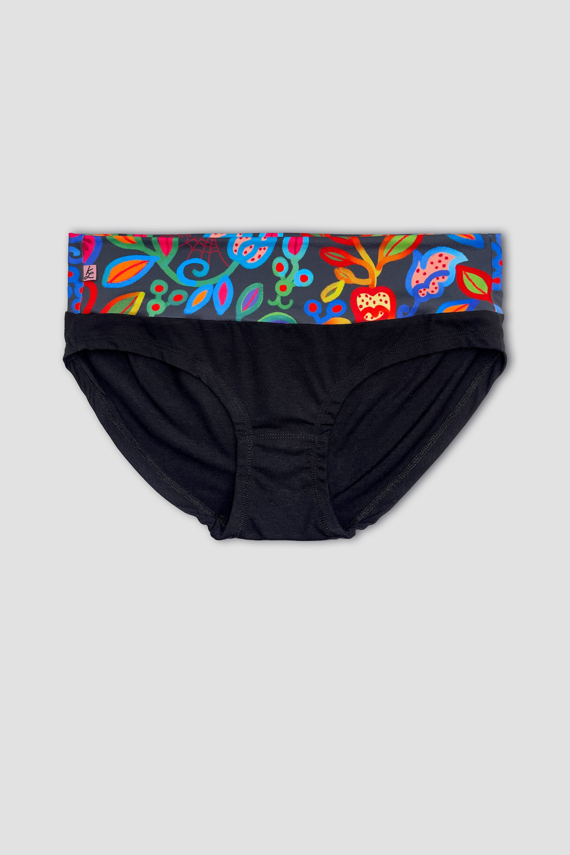 Panties - Organic Cotton - Black/Folklore