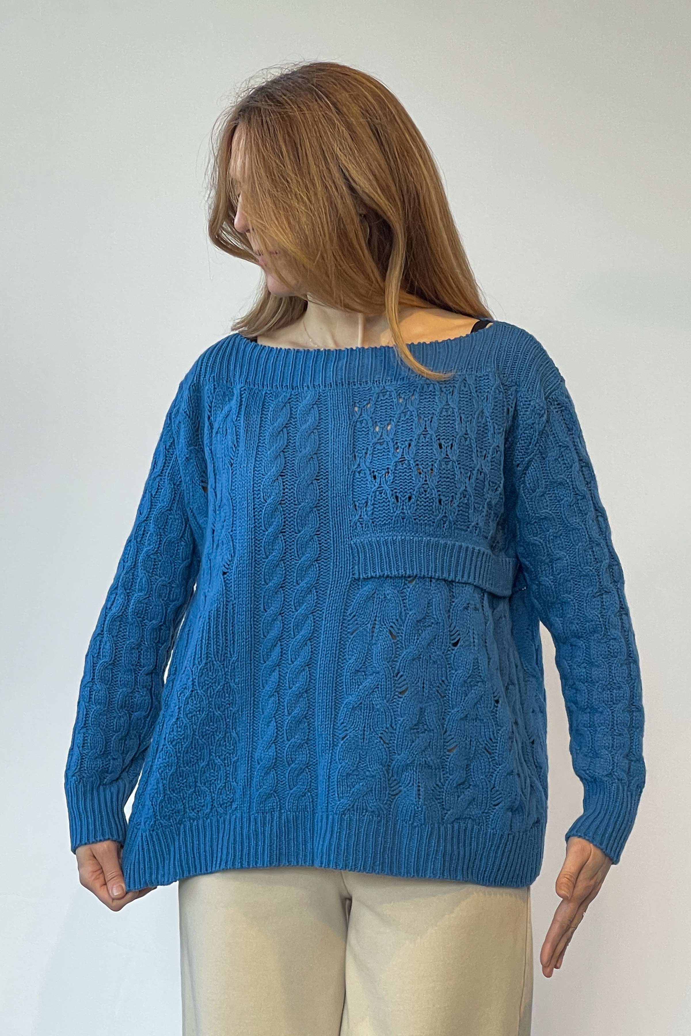 Pullover, Structure Pattern - Blue