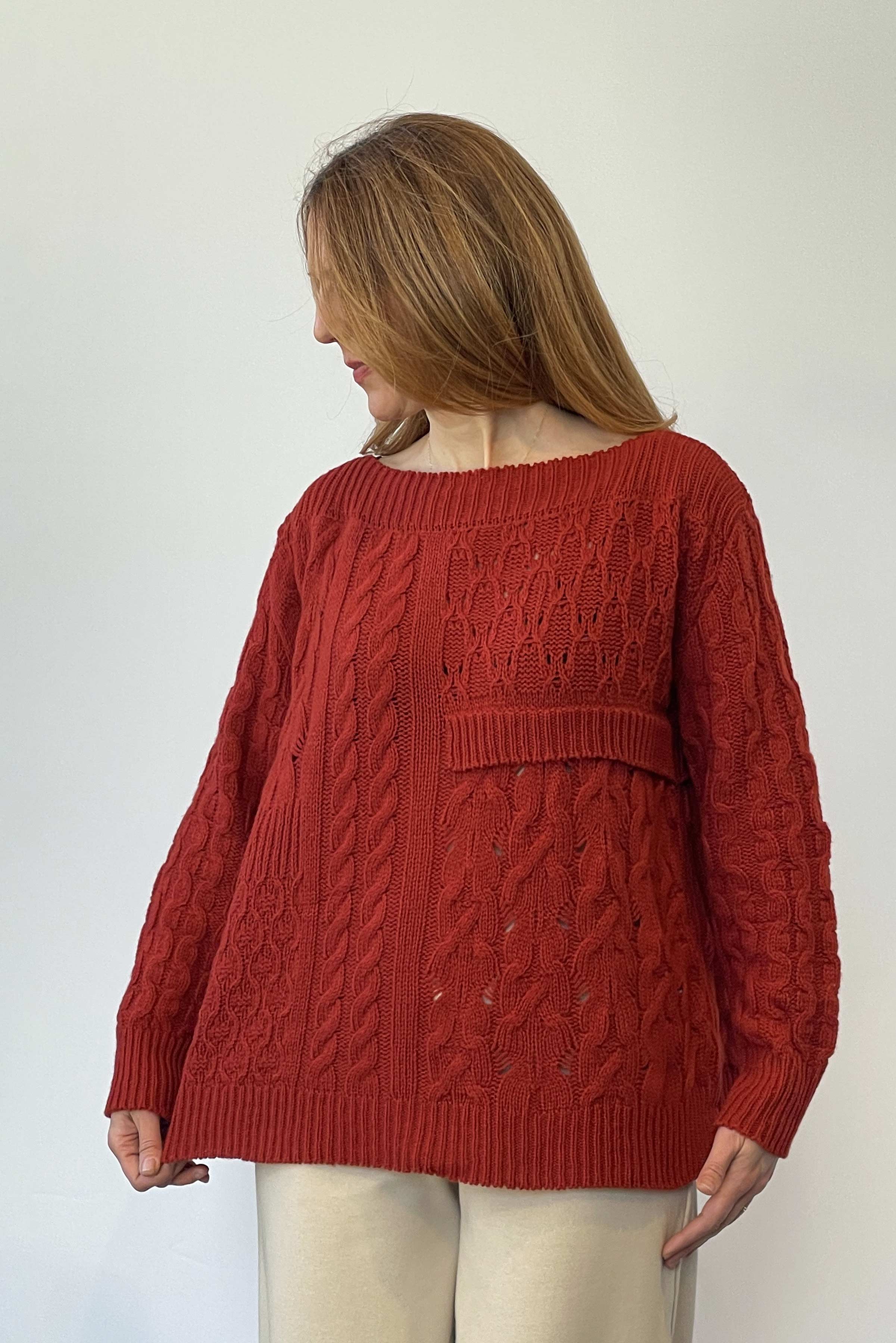 Pullover, Structure Pattern - Red