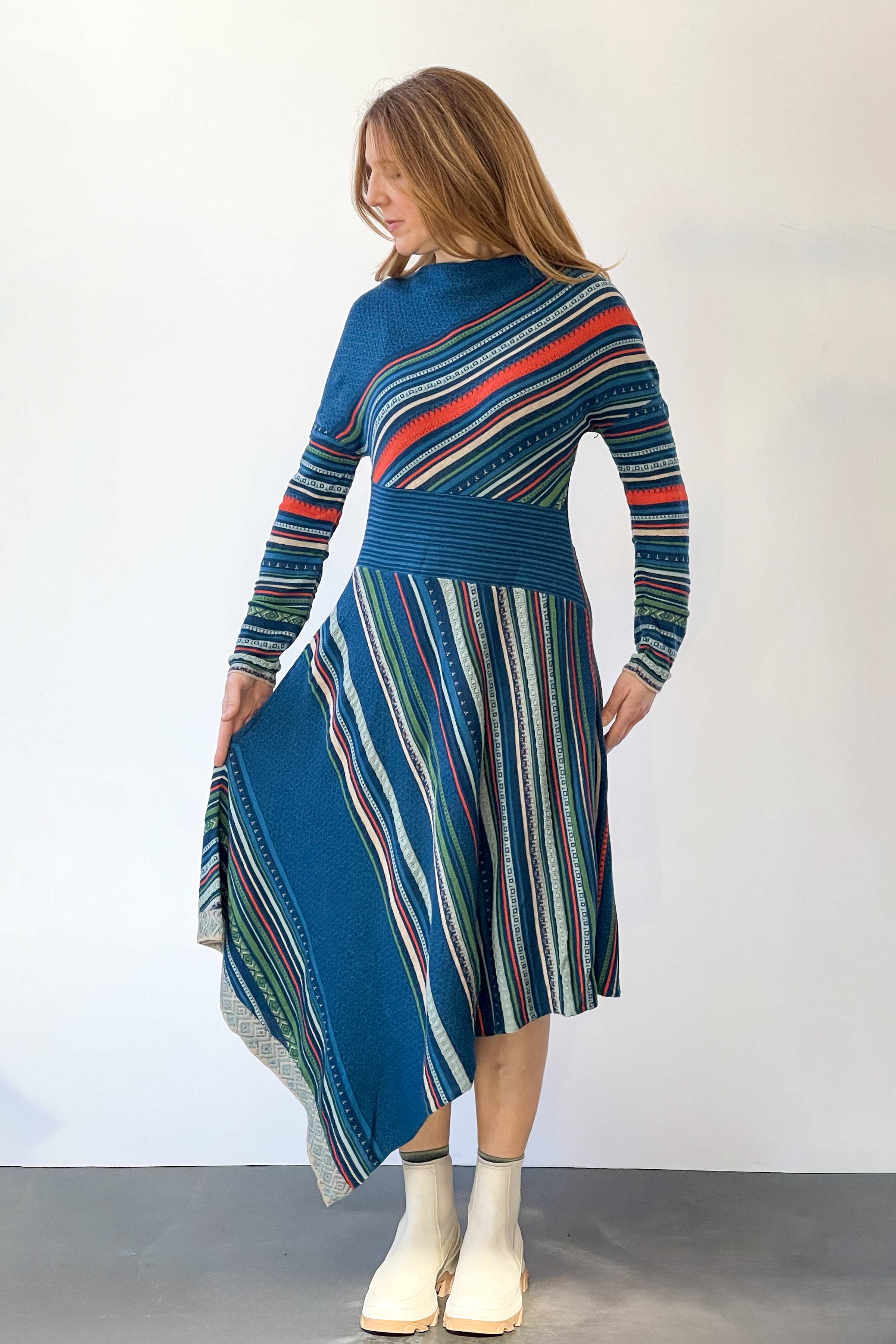 Asymmetric Dress, Geometric Pattern - Pacific