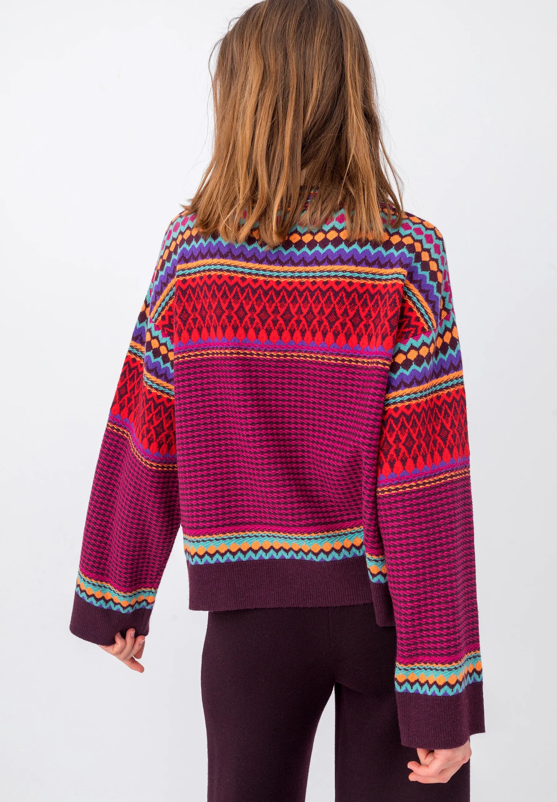 Jacquard Pullover, Structure pattern - Pink