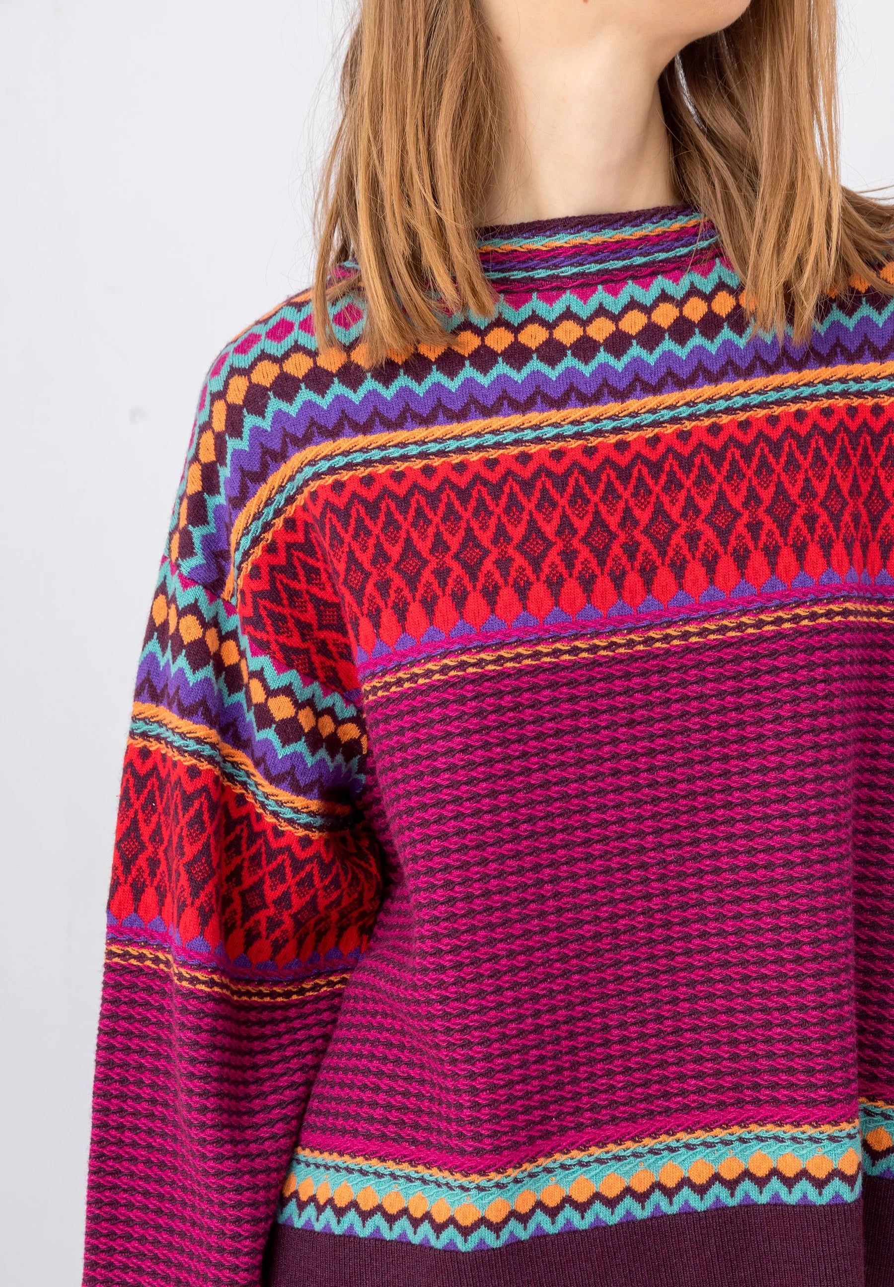 Jacquard Pullover, Structure pattern - Pink