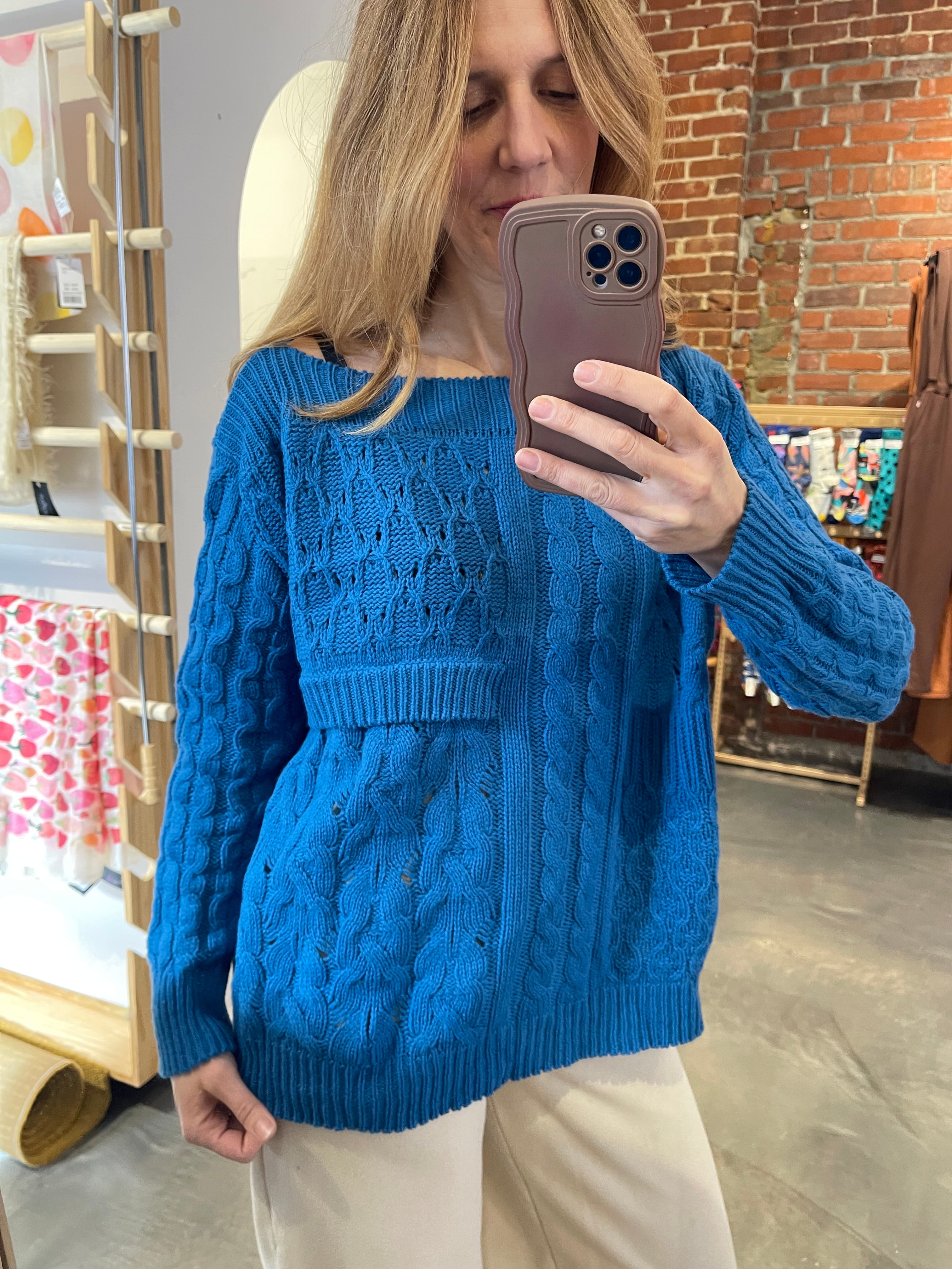 Pullover, Structure Pattern - Blue