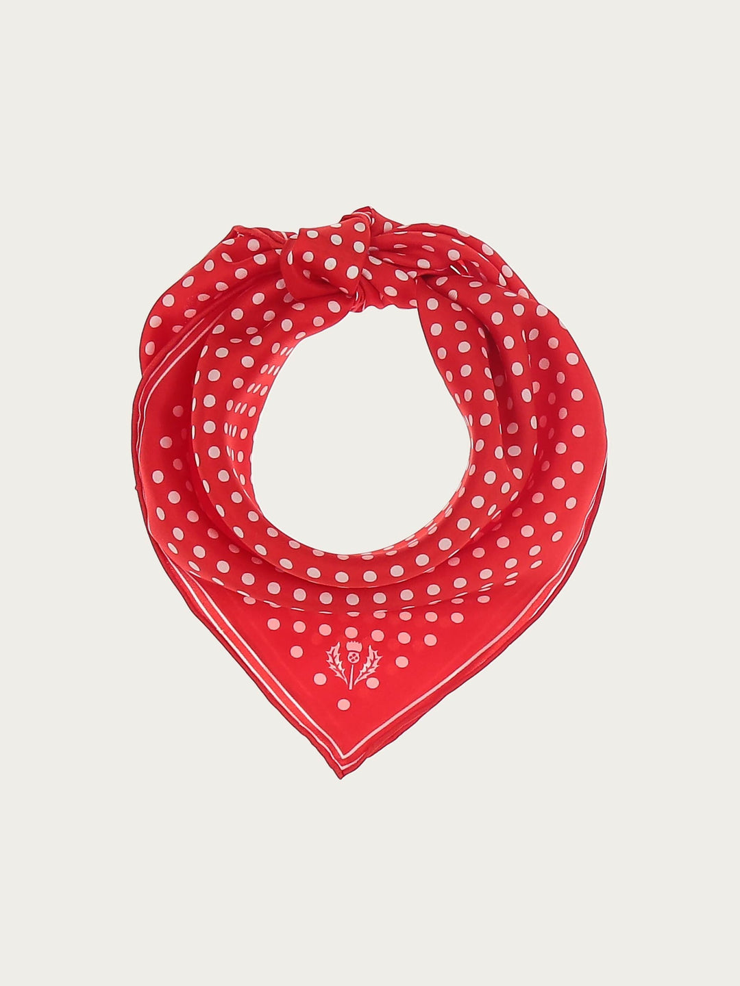 DOTTED NECKERCHIEF MADE OF PURE SILK - True red