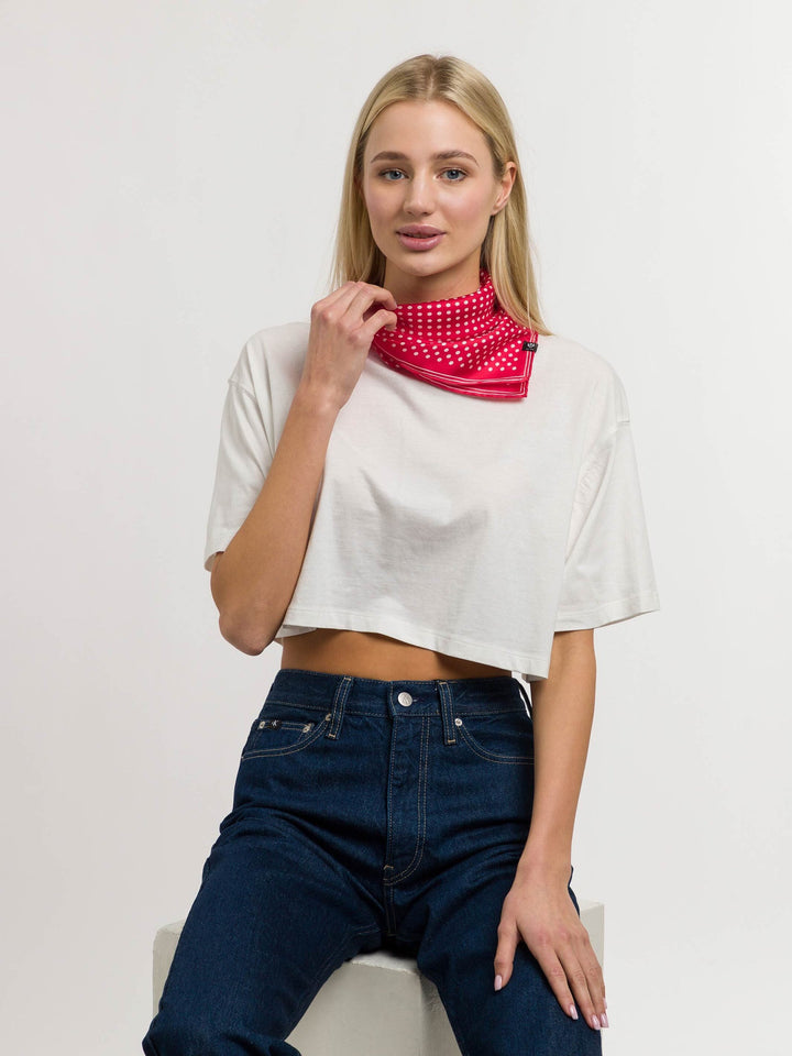 DOTTED NECKERCHIEF MADE OF PURE SILK - True red