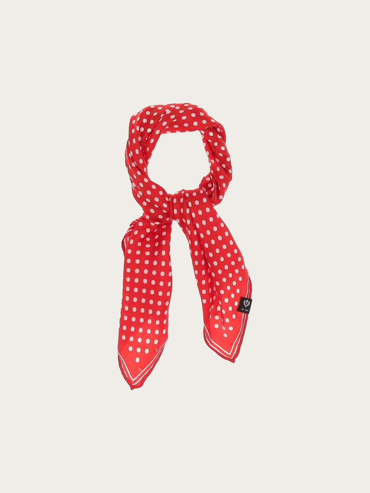 DOTTED NECKERCHIEF MADE OF PURE SILK - True red