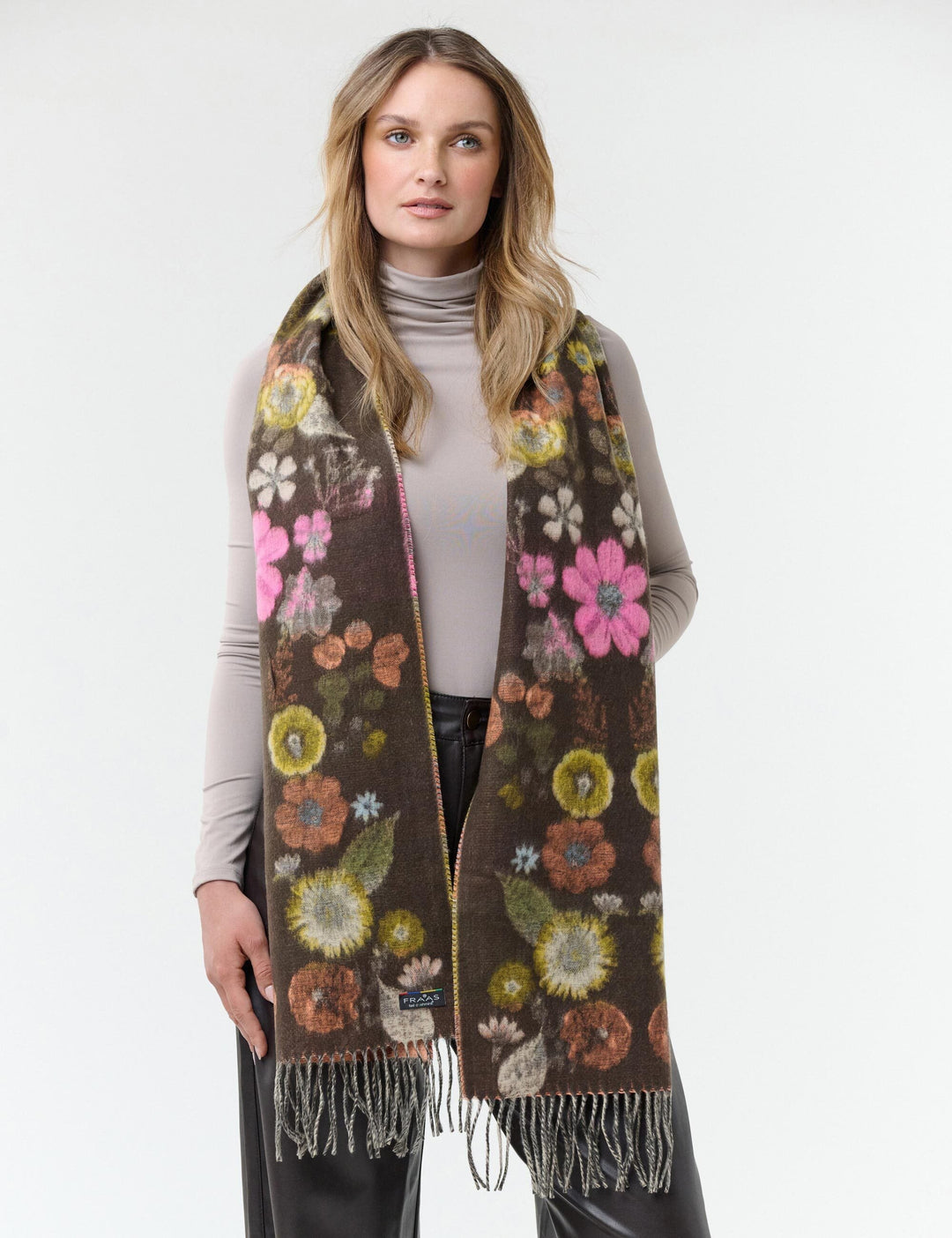 FRAAS Floral Cashmink Scarf - Brownie, view 1