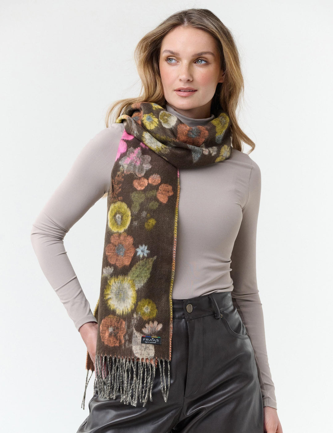 FRAAS Floral Cashmink Scarf - Brownie, view 5