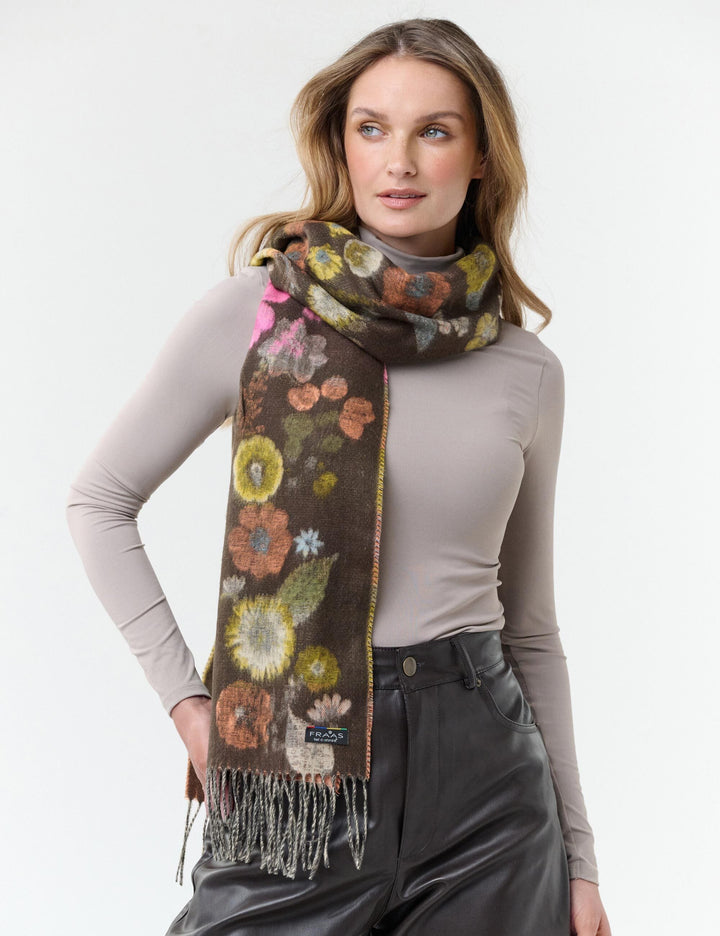 FRAAS Floral Cashmink Scarf - Brownie, view 5