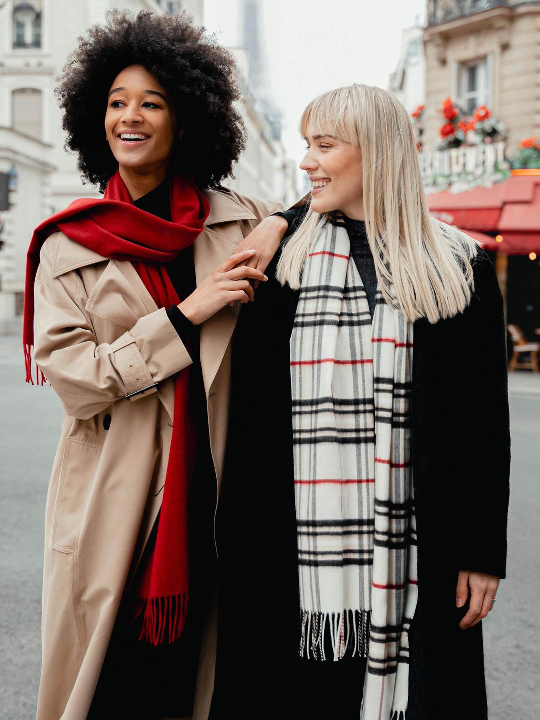 FRAAS Classic Plaid Cashmink Scarf - Off White, view 7