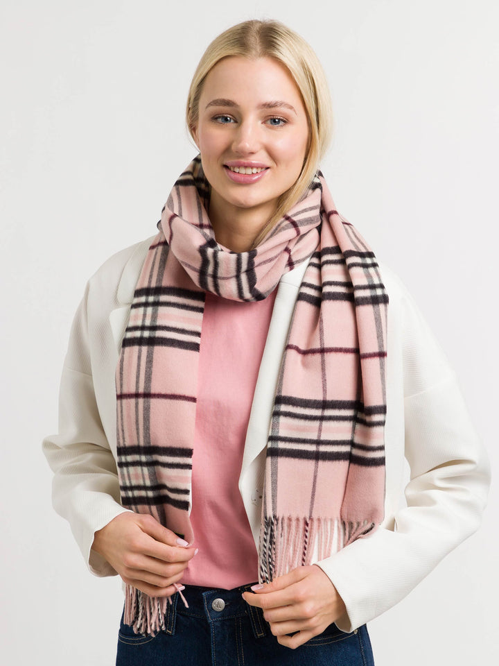 FRAAS Classic Plaid Cashmink Scarf - Rose, view 1