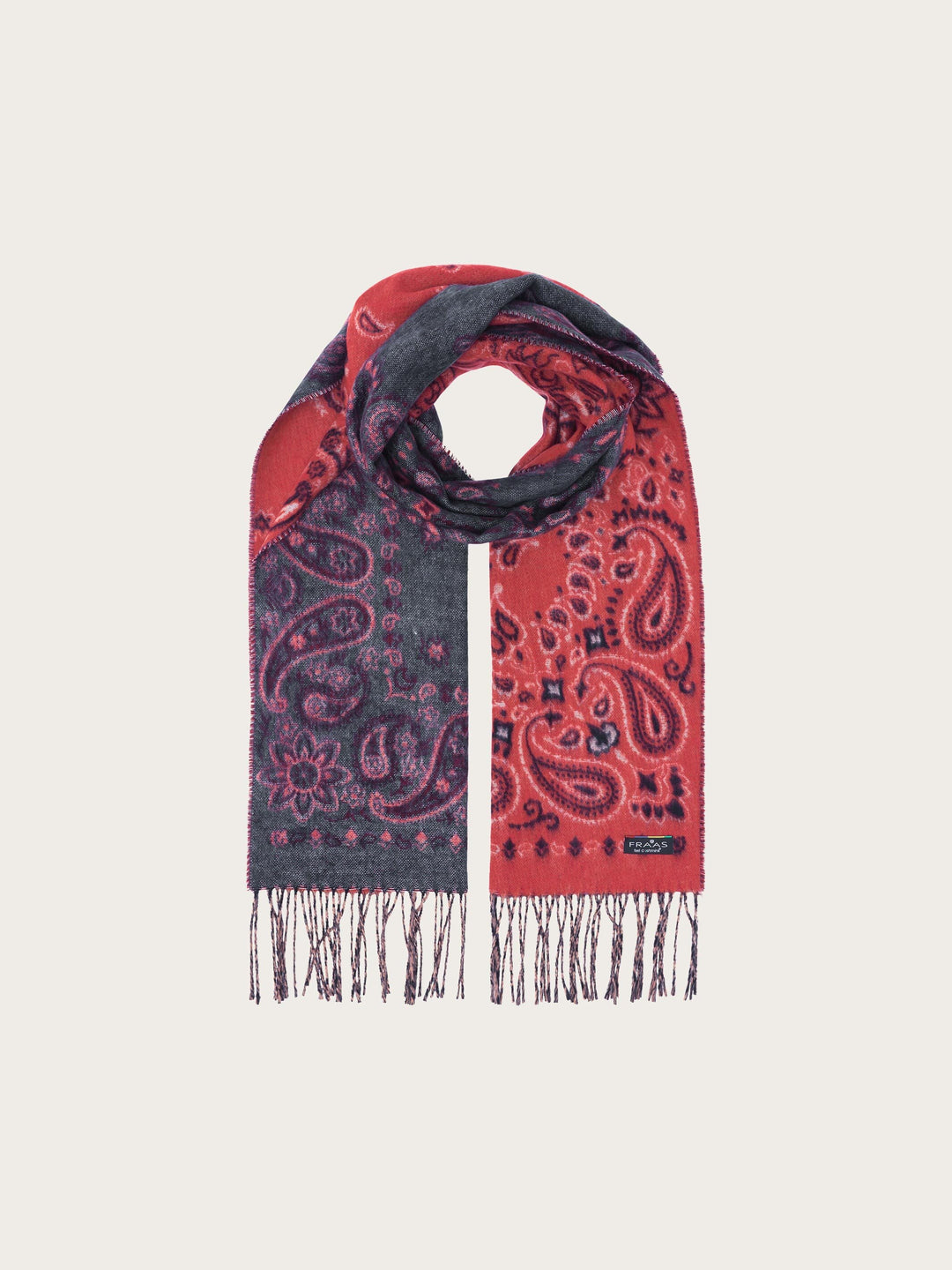 FRAAS Reversible Paisley Cashmink Scarf - True Red, view 2