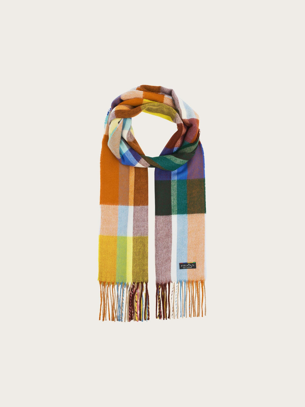 FRAAS Herringbone Check Cashmink Scarf - Zen Blue, view 2