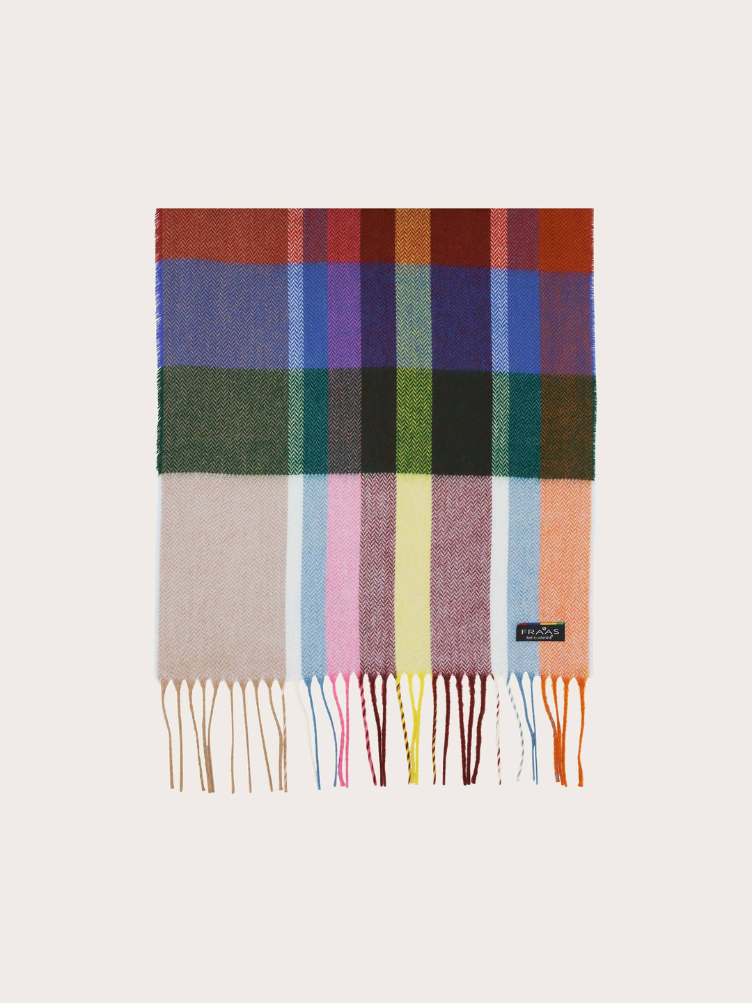 FRAAS Herringbone Check Cashmink Scarf - Zen Blue, view 4