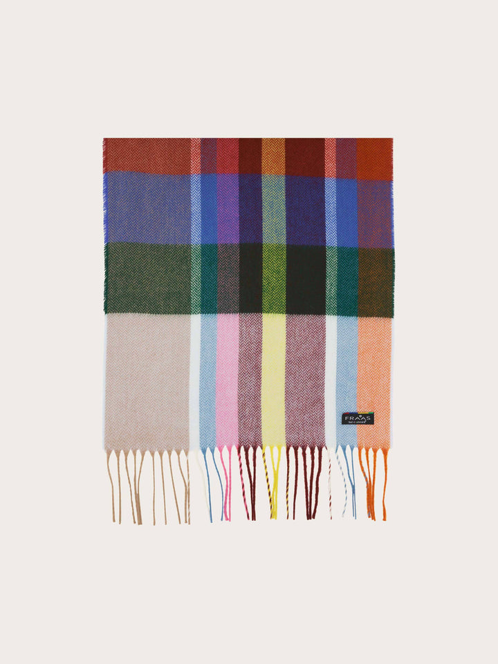 FRAAS Herringbone Check Cashmink Scarf - Zen Blue, view 4