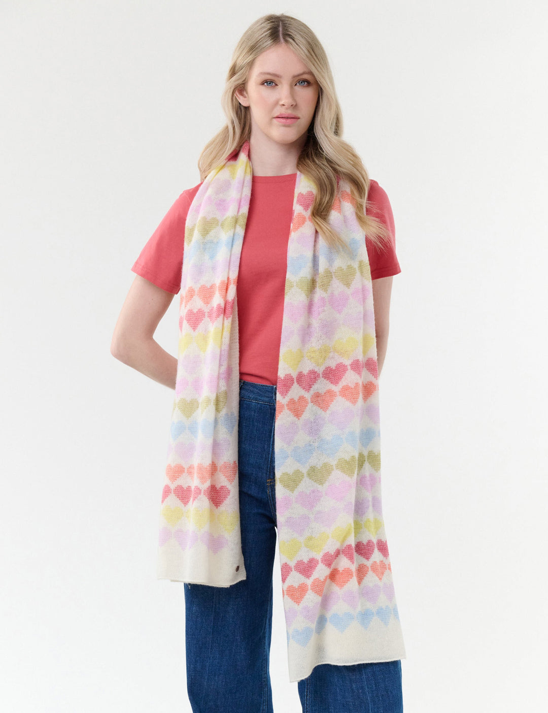 FRAAS Heart Knit Wool Stole - Multicolor, view 1