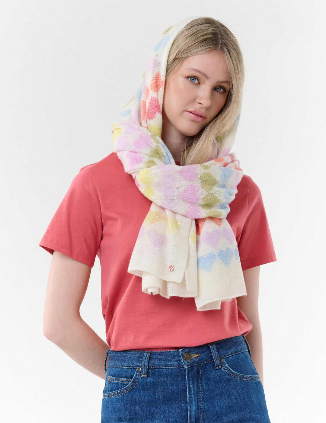 FRAAS Heart Knit Wool Stole - Multicolor, view 5