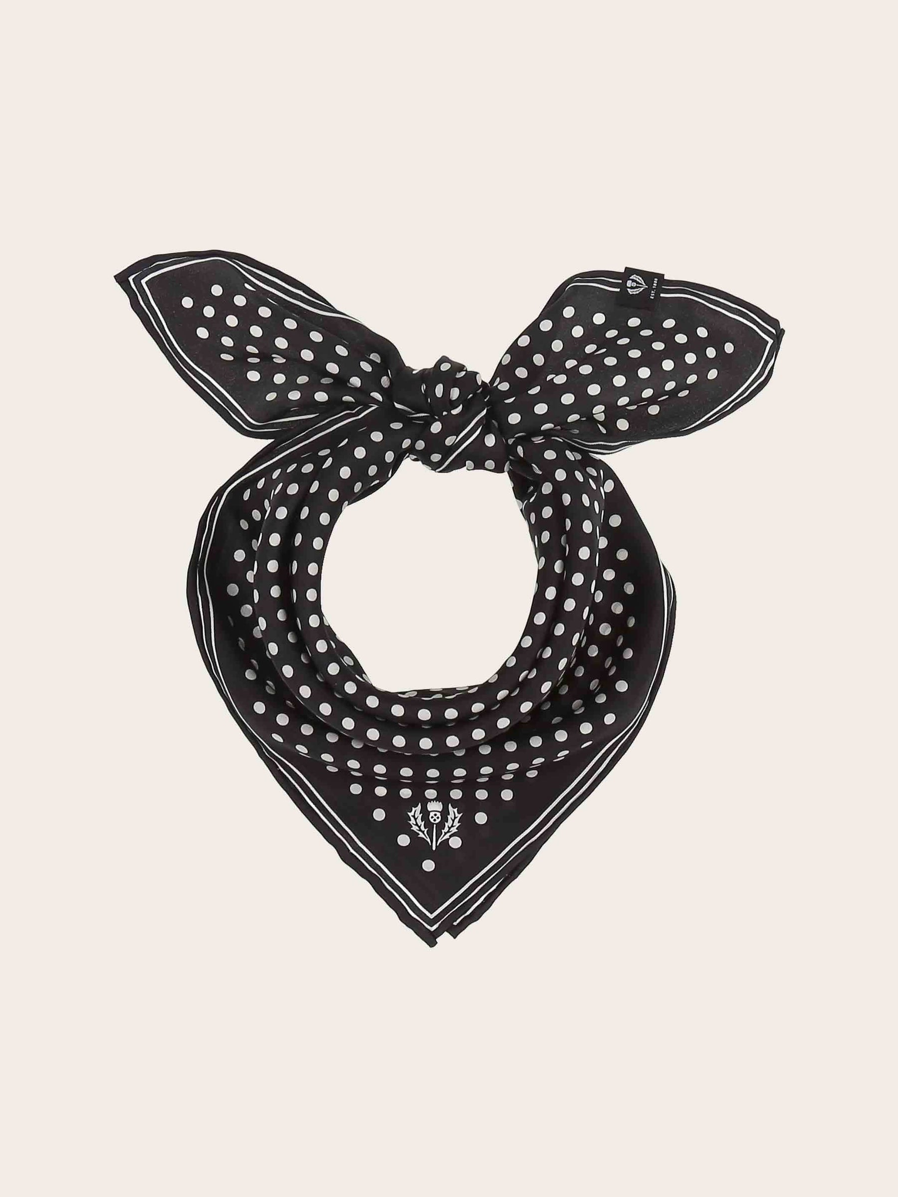 FOULARD À POIS EN PURE SOIE - Noir