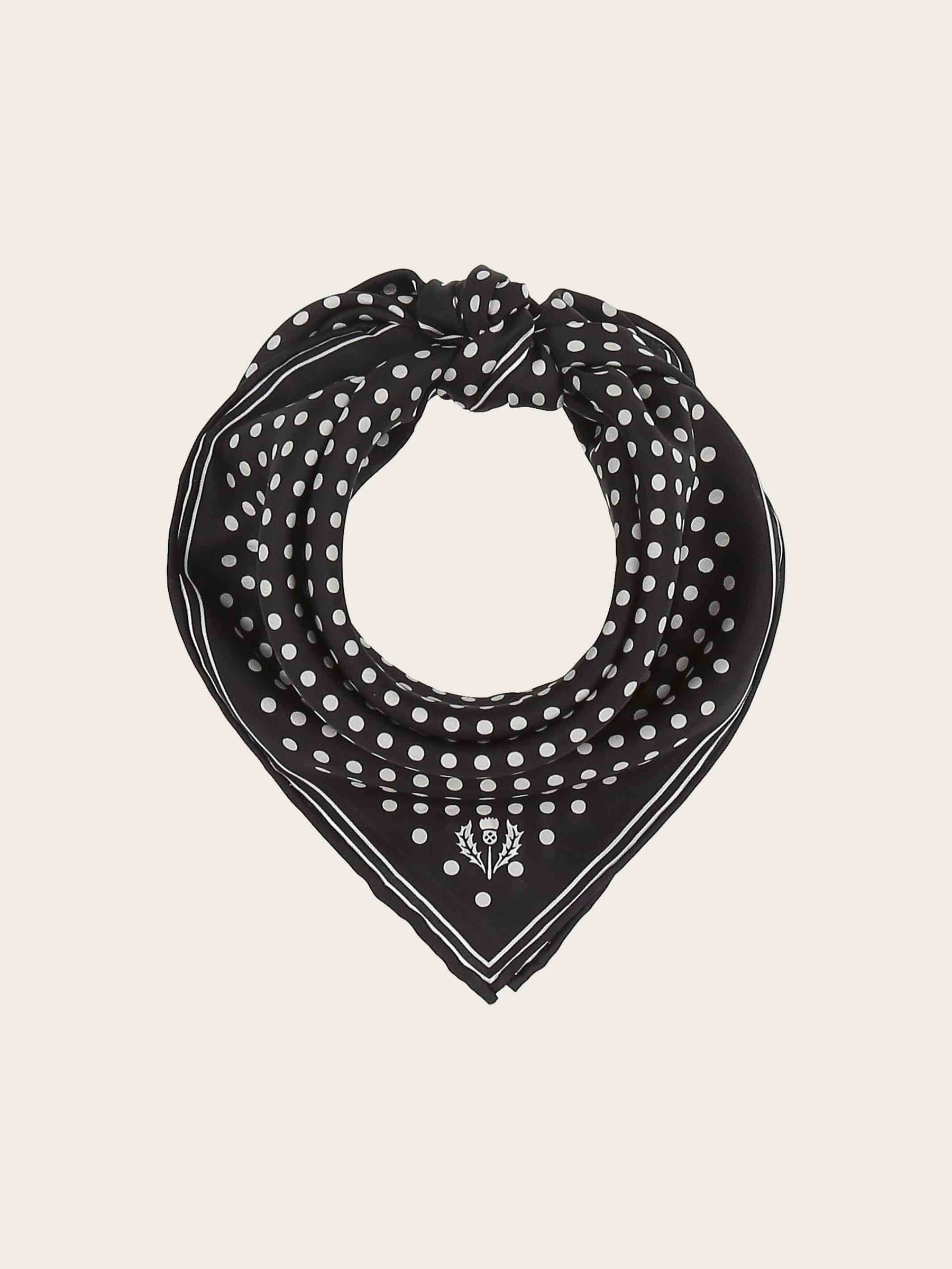FOULARD À POIS EN PURE SOIE - Noir