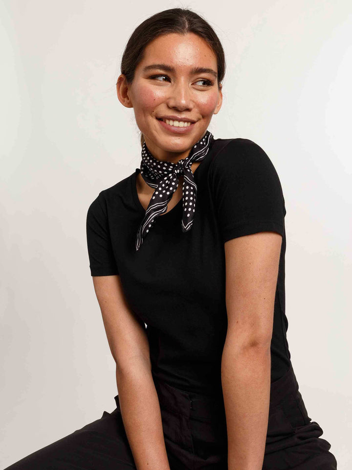 DOTTED NECKERCHIEF MADE OF PURE SILK - Black