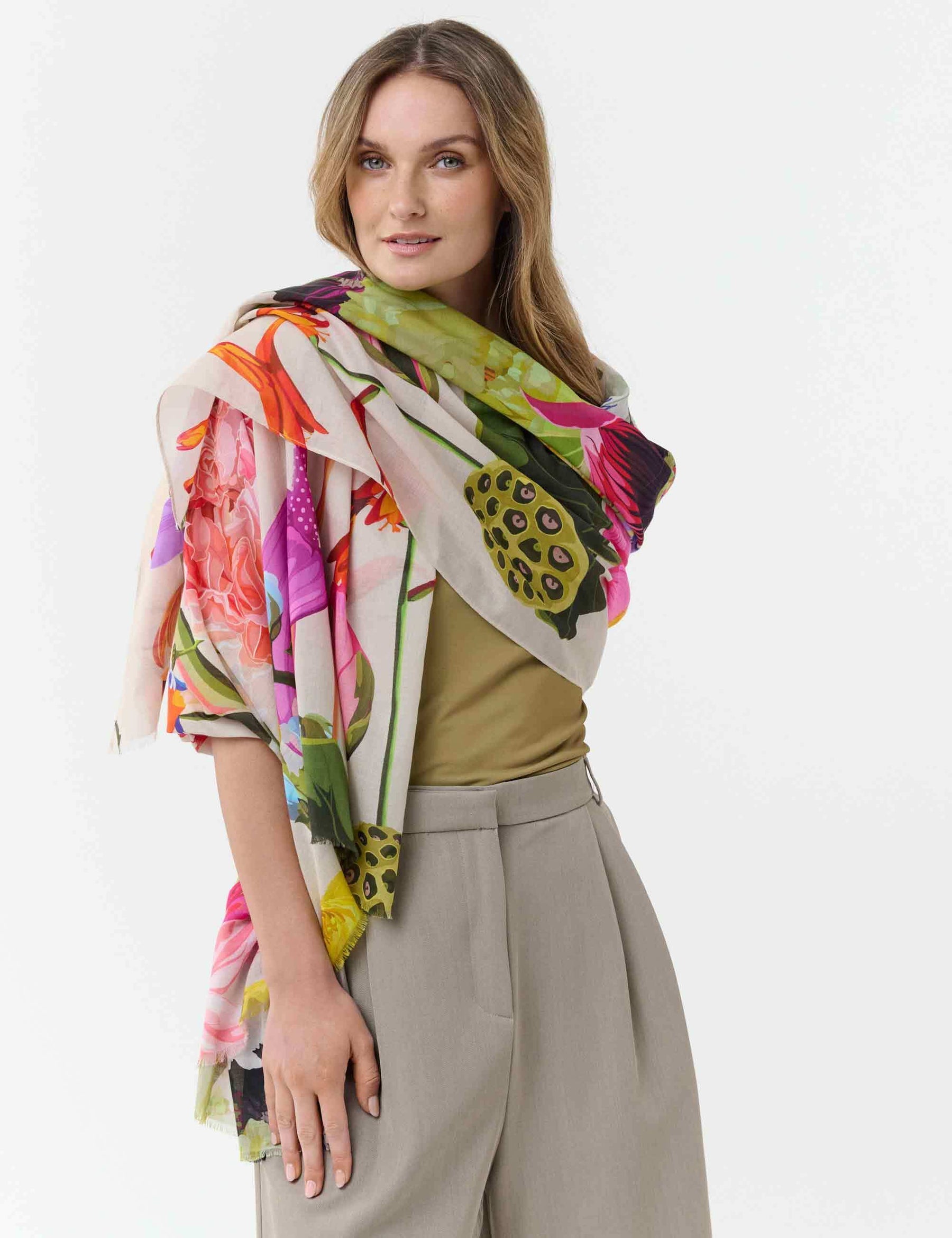 ÉCHARPE XL À MOTIF FLEURI