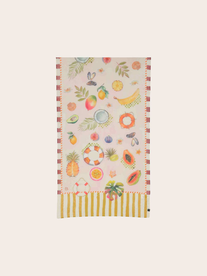 Foulard en mélange de soie - Motif Vacances Oiseau de Paradis