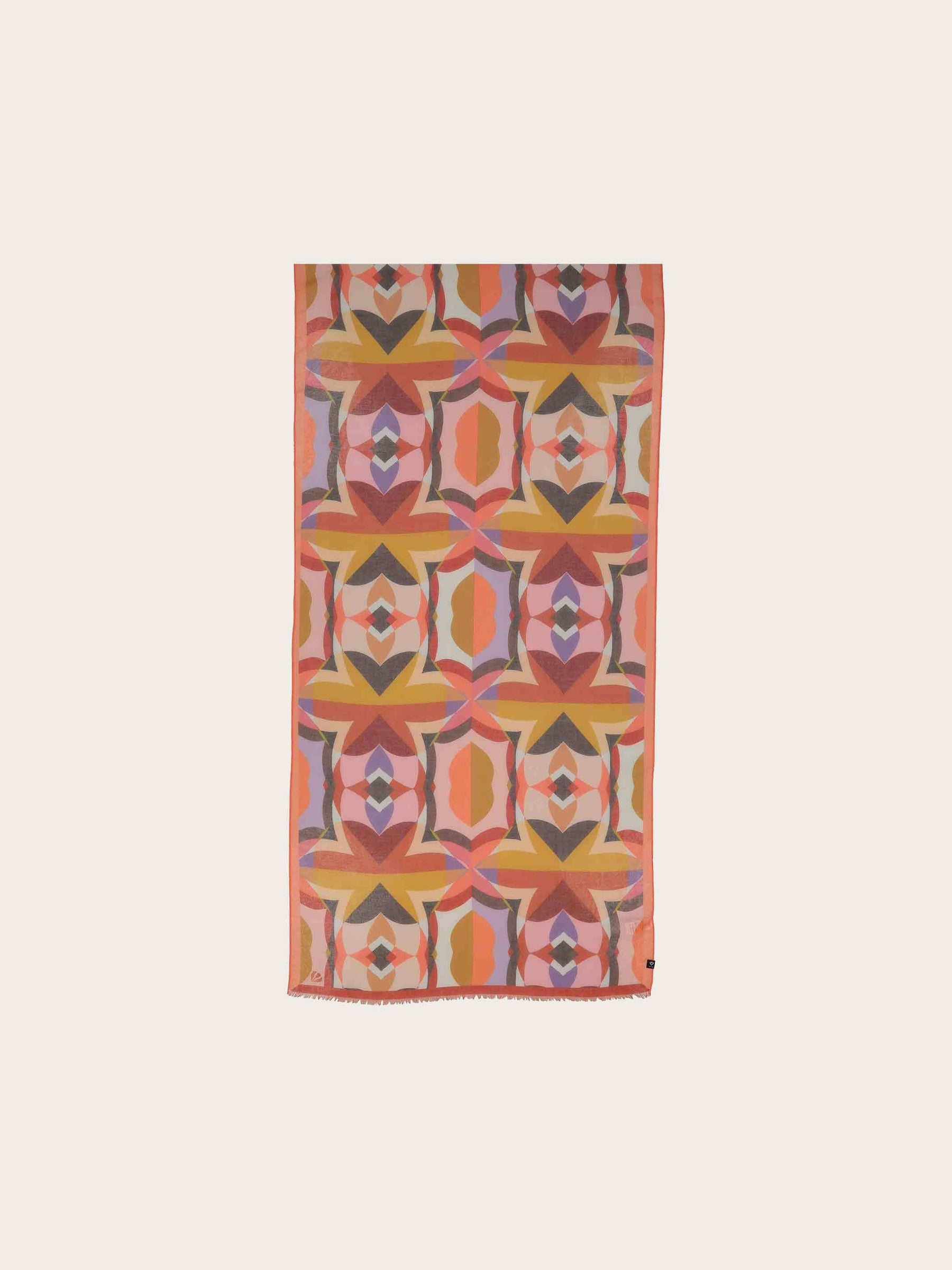 Retro Geometric Pattern Stole - Bird of Paradise