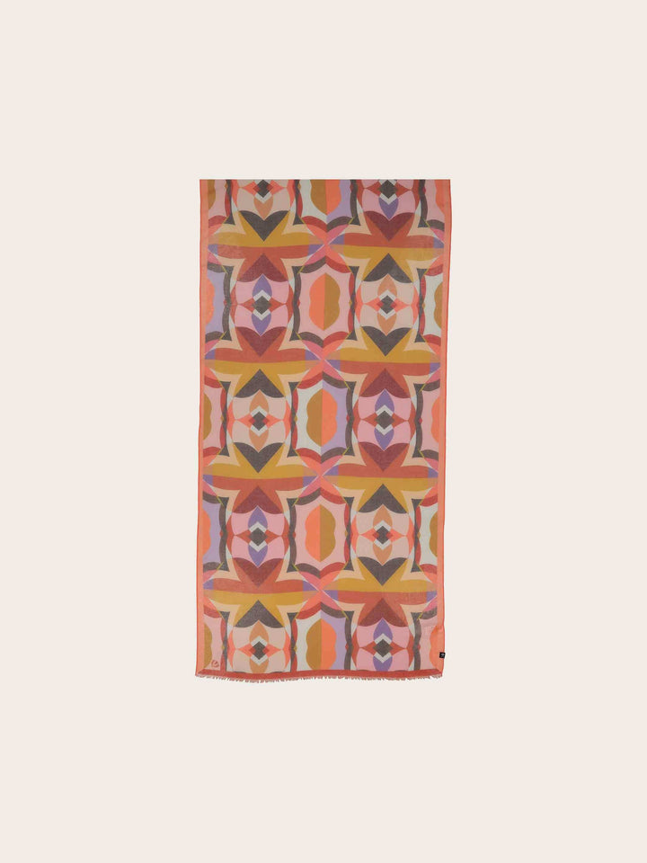 Retro Geometric Pattern Stole - Bird of Paradise