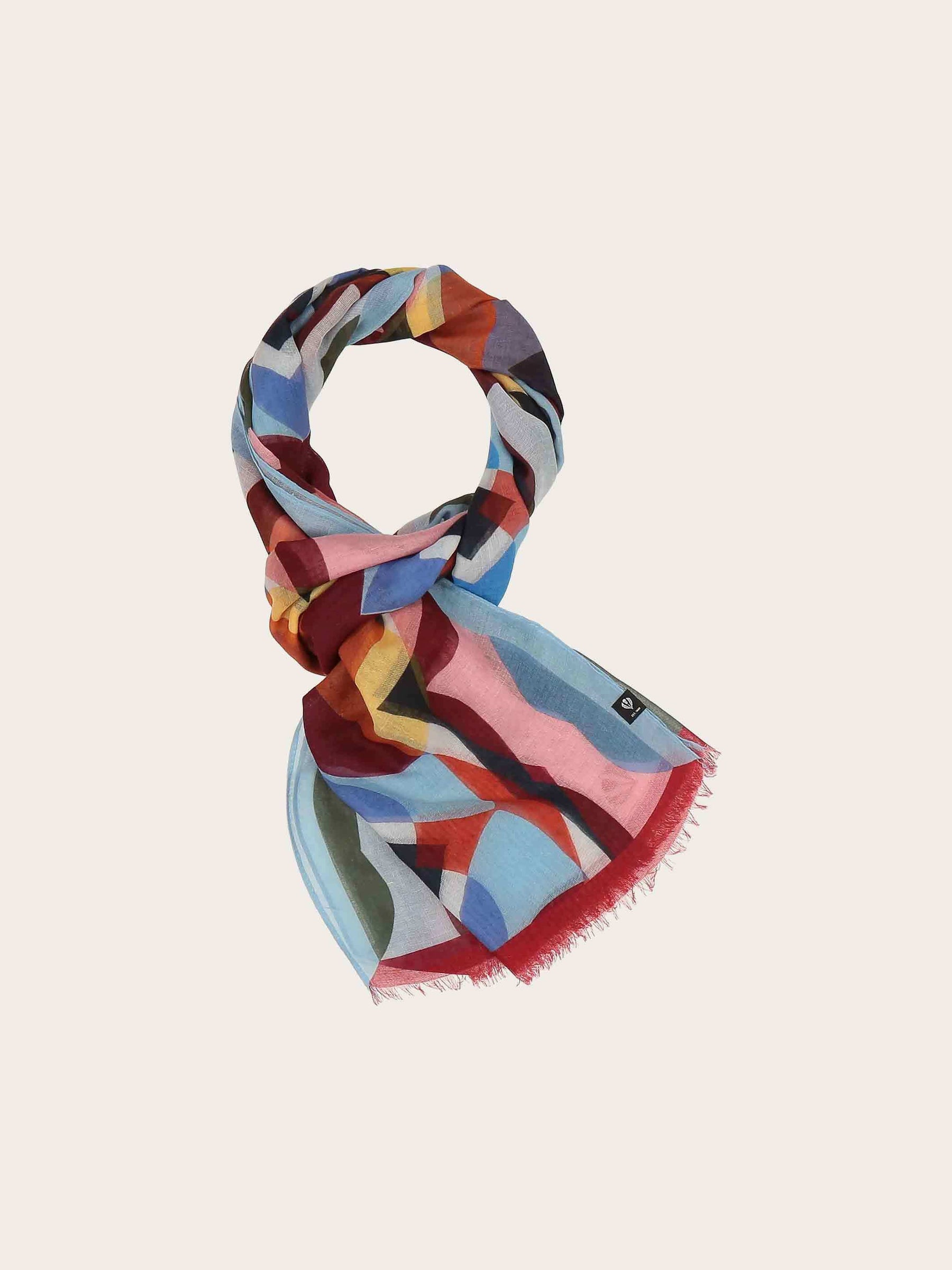 Retro Geometric Pattern Stole - Light Blue