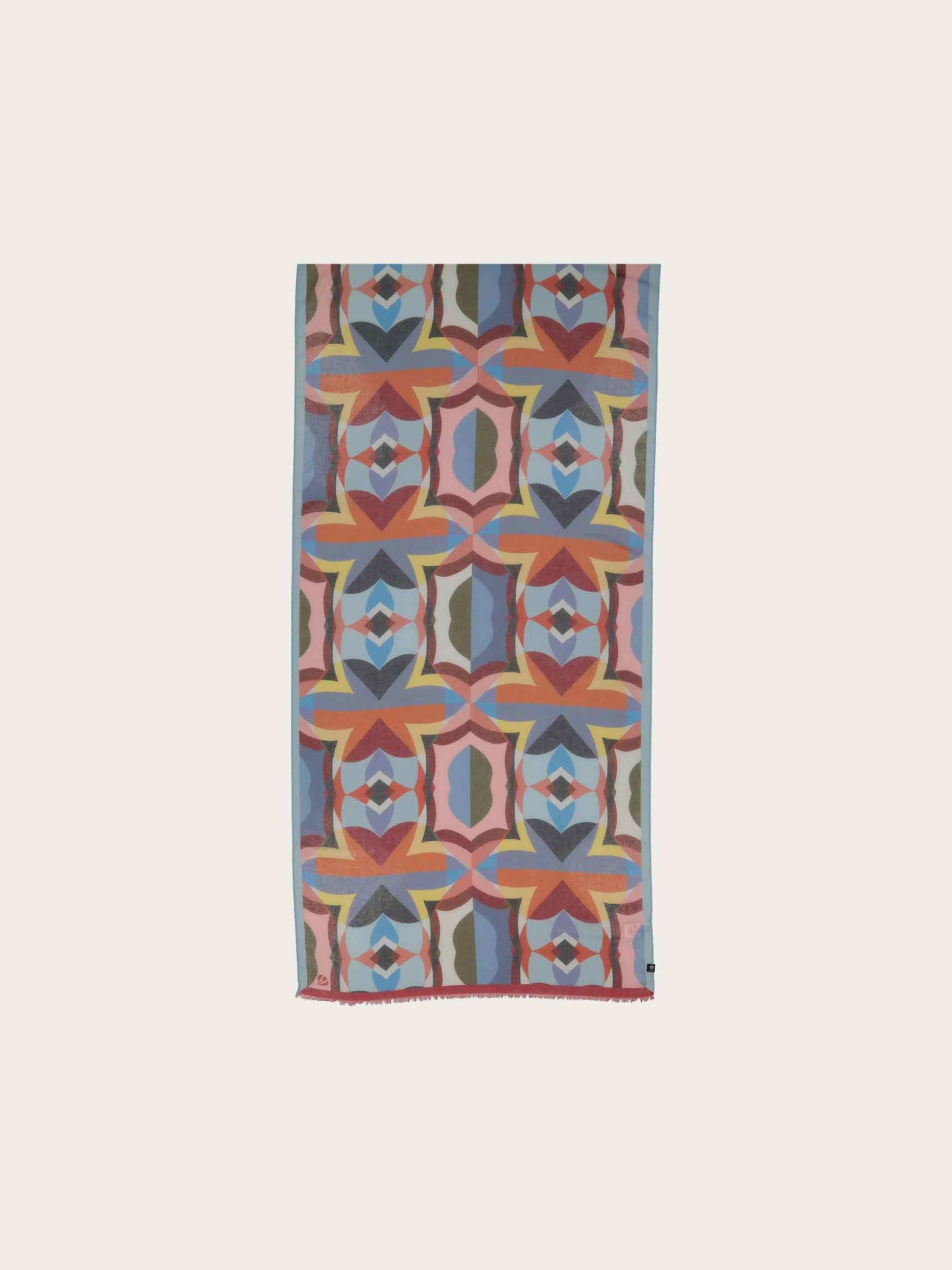 Retro Geometric Pattern Stole - Light Blue