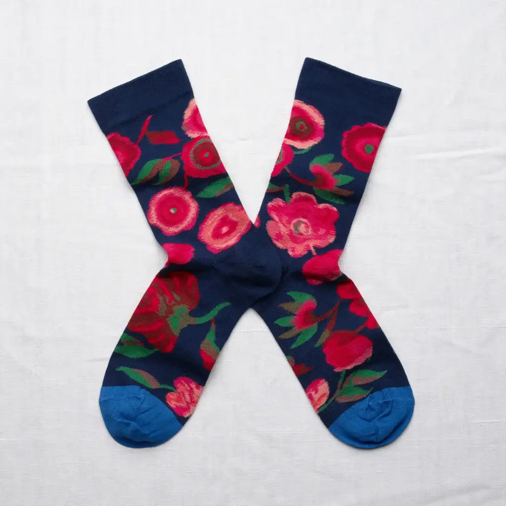 Bonne Maison - Dark Blue Flowers Socks