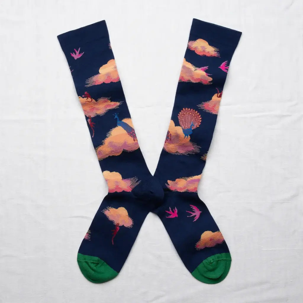 Bonne Maison - Dark Blue Clouds Knee-High Socks