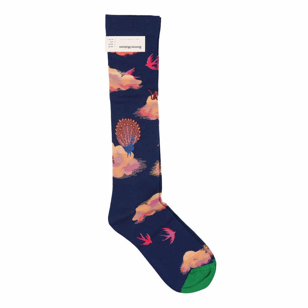Bonne Maison - Dark Blue Clouds Knee-High Socks