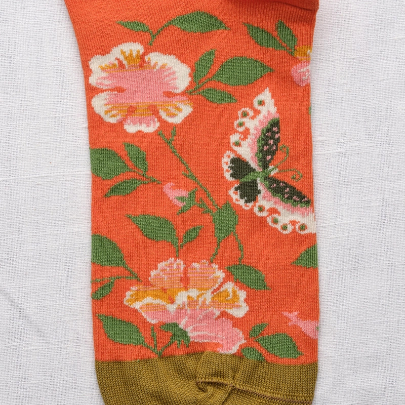 Chaussettes Courtes Papillon Orange