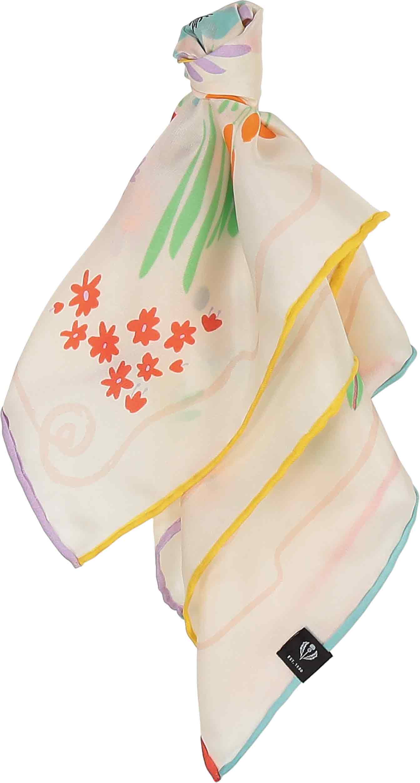 Fraas, SWEET DITSY FLORAL SILK NECKIE, Honest White