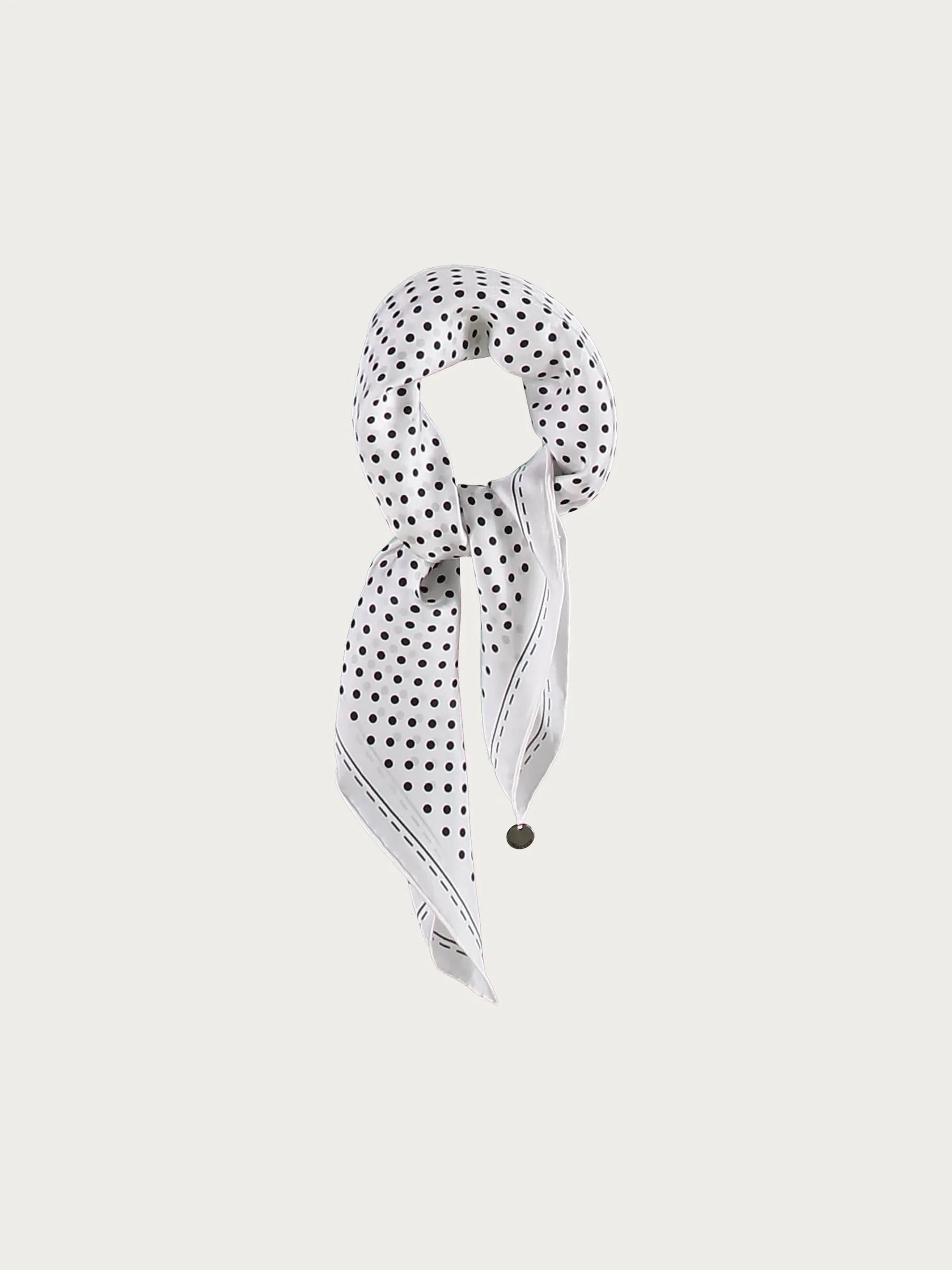 Fraas, DOTTED NECKERCHIEF MADE OF PURE SILK - White