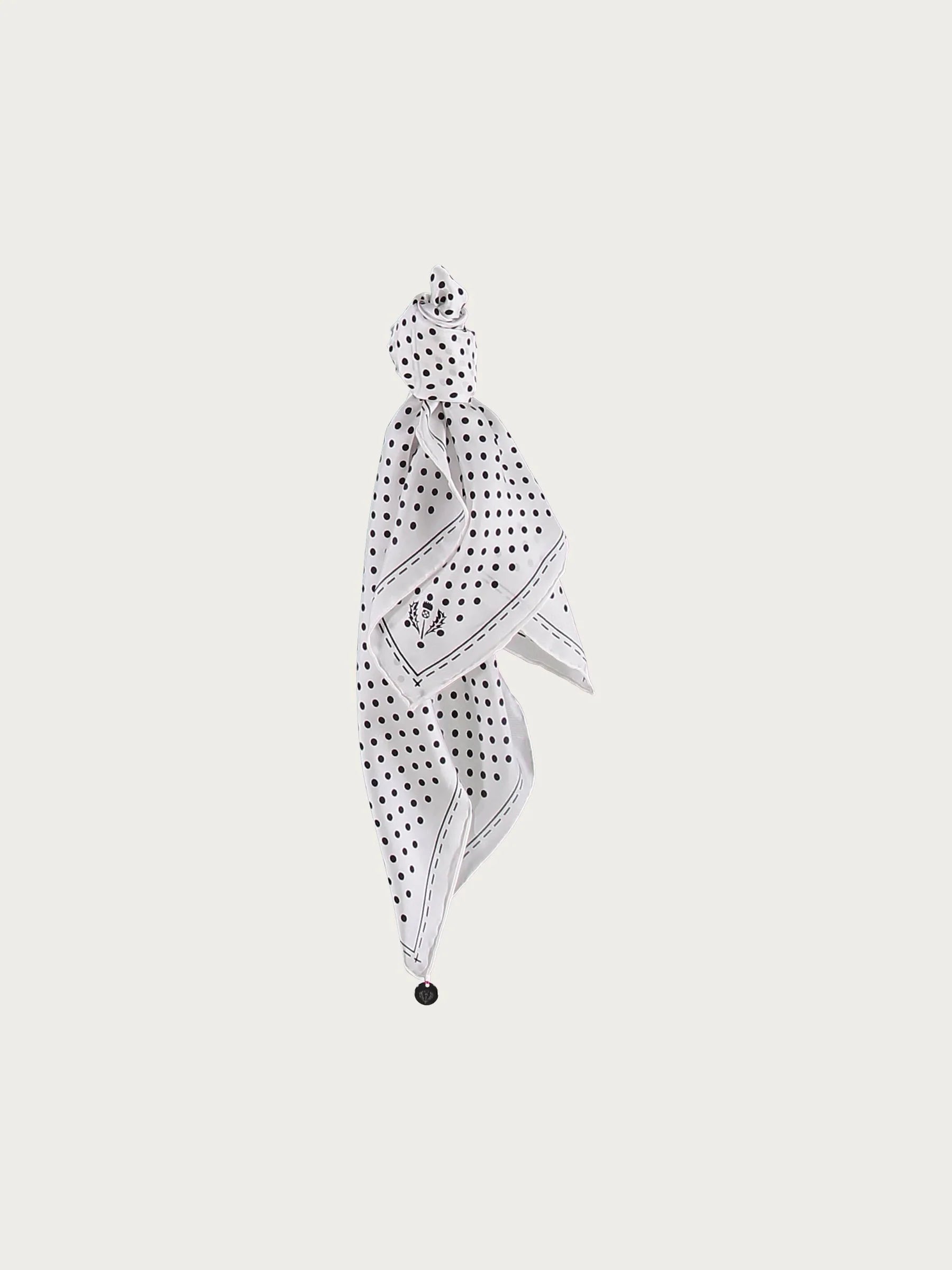 Fraas, DOTTED NECKERCHIEF MADE OF PURE SILK - White