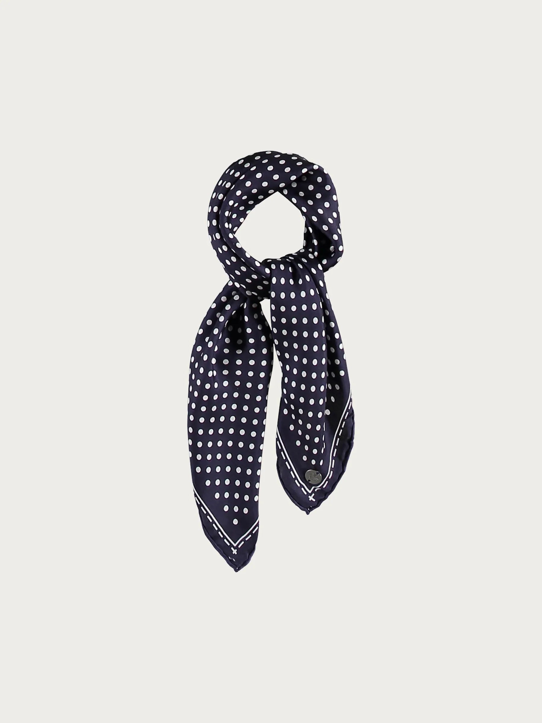 Fraas, DOTTED NECKERCHIEF MADE OF PURE SILK - Navy